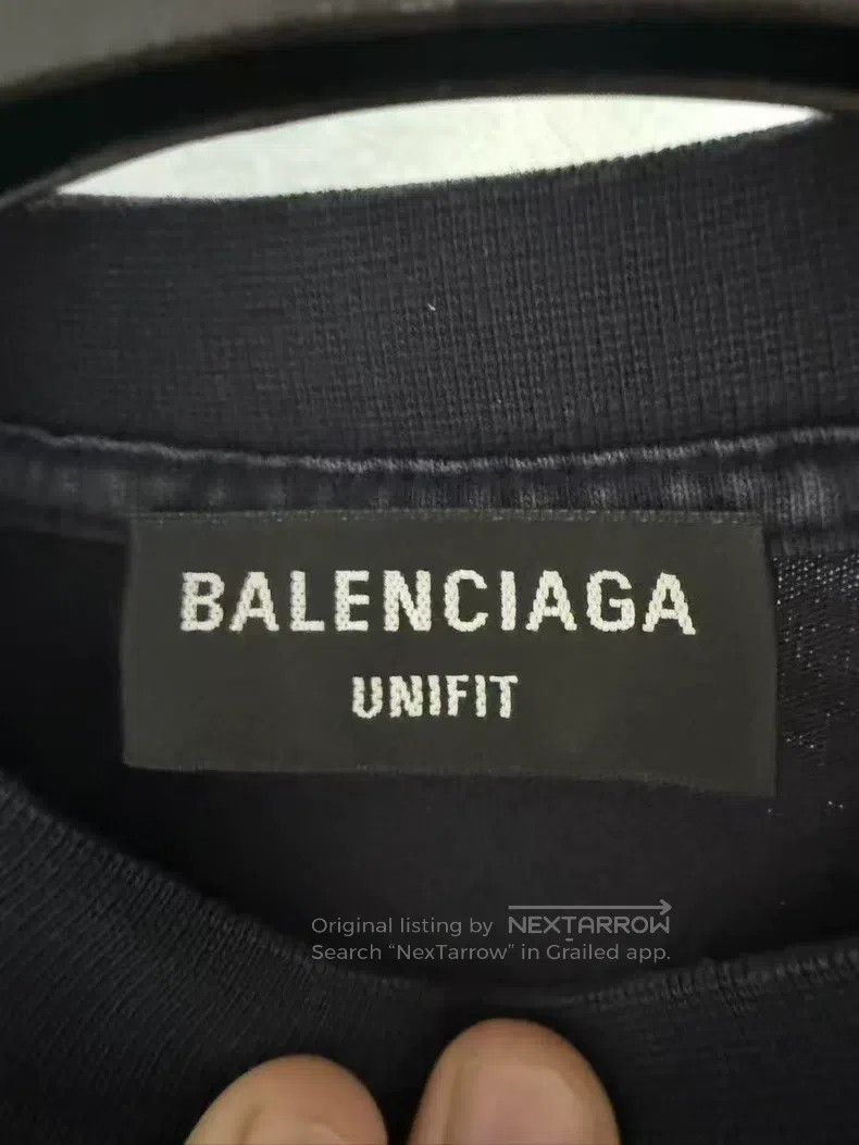 Balenciaga Balenciaga Blue-black FBI distressed crackled short-sleeve Size US S / EU 44-46 / 1 - 3 Thumbnail