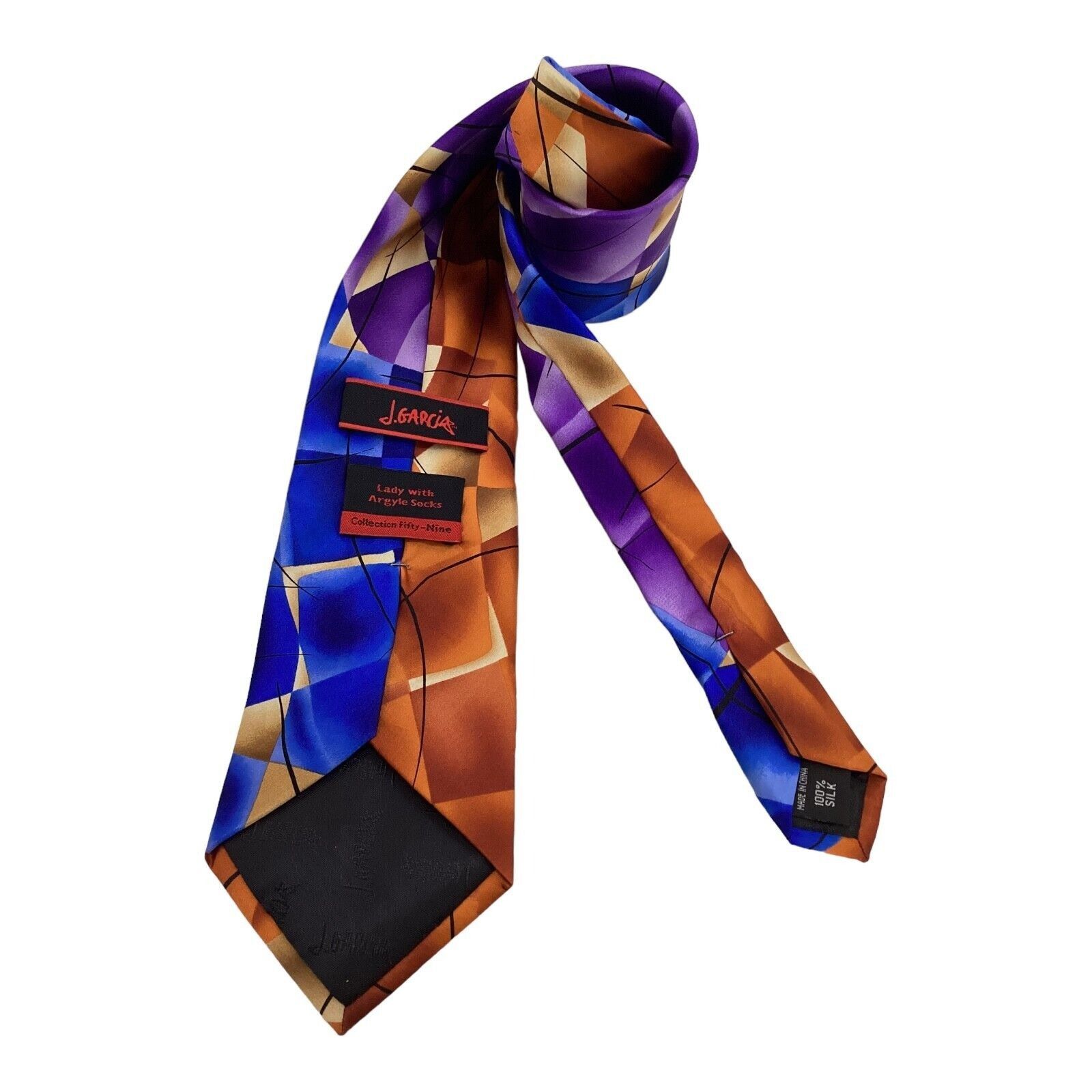 Other JERRY GARCIA Blue Brown Art Print Silk Tie W: 3.75" EX COND Size ONE SIZE - 2 Thumbnail