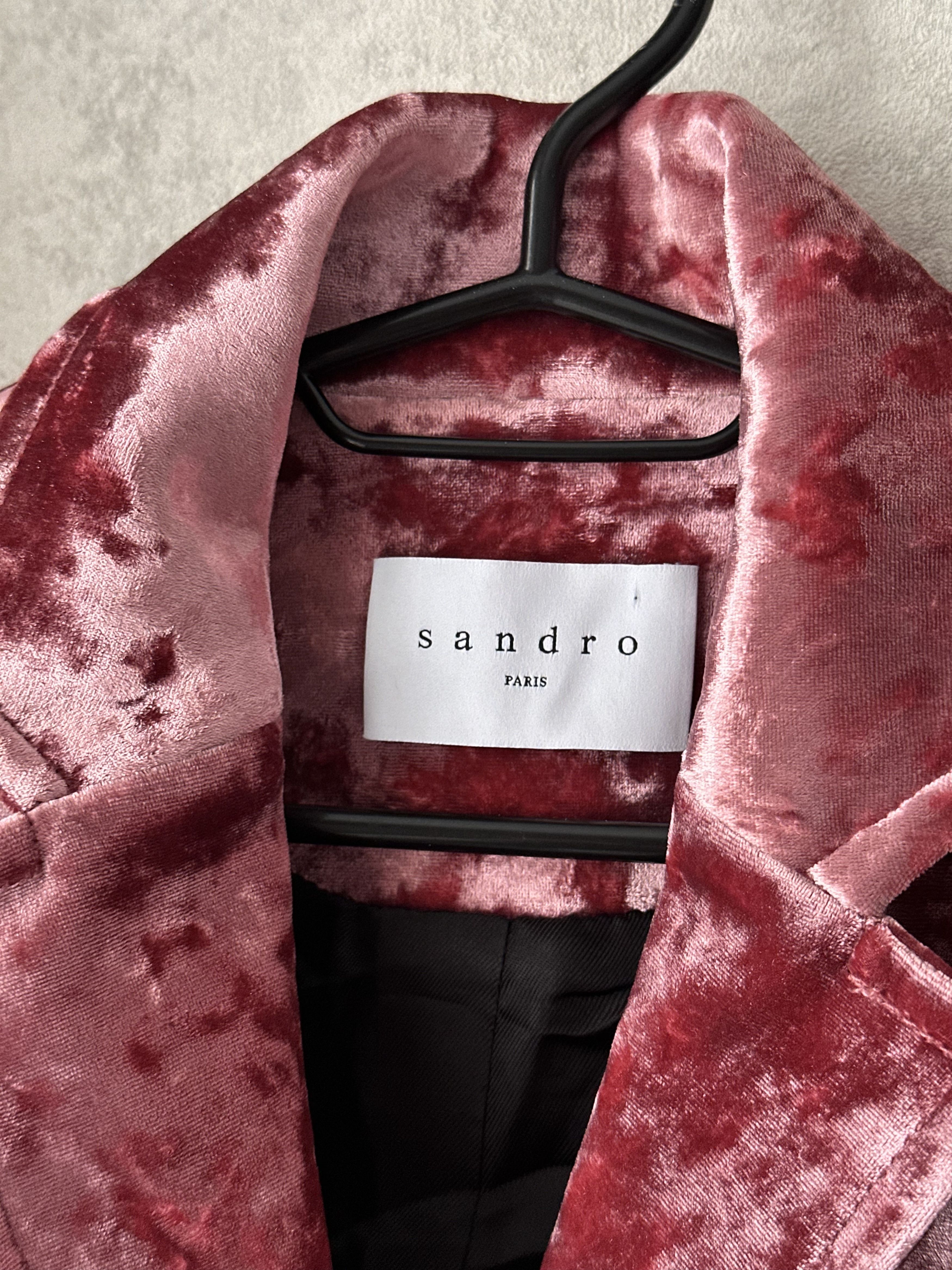 Sandro Sandro Paris Velvet Blazer Jacket Burgundy Designer Size XS / US 0-2 / IT 36-38 - 8 Thumbnail