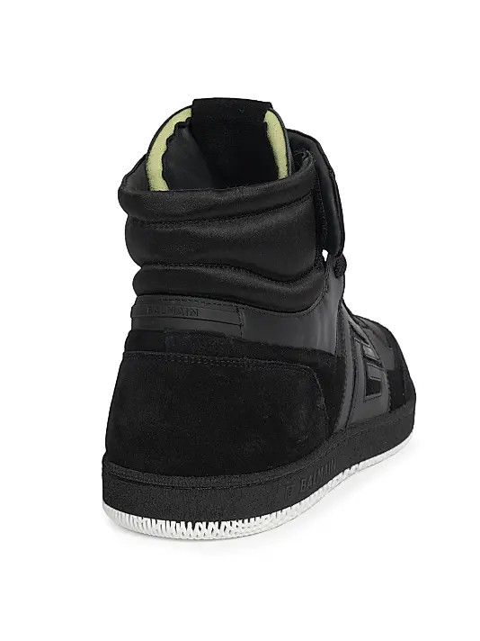Balmain o1s1wg111225 Swan Mid-Top Leather Sneakers in Black Size US 9 / EU 42 - 3 Thumbnail