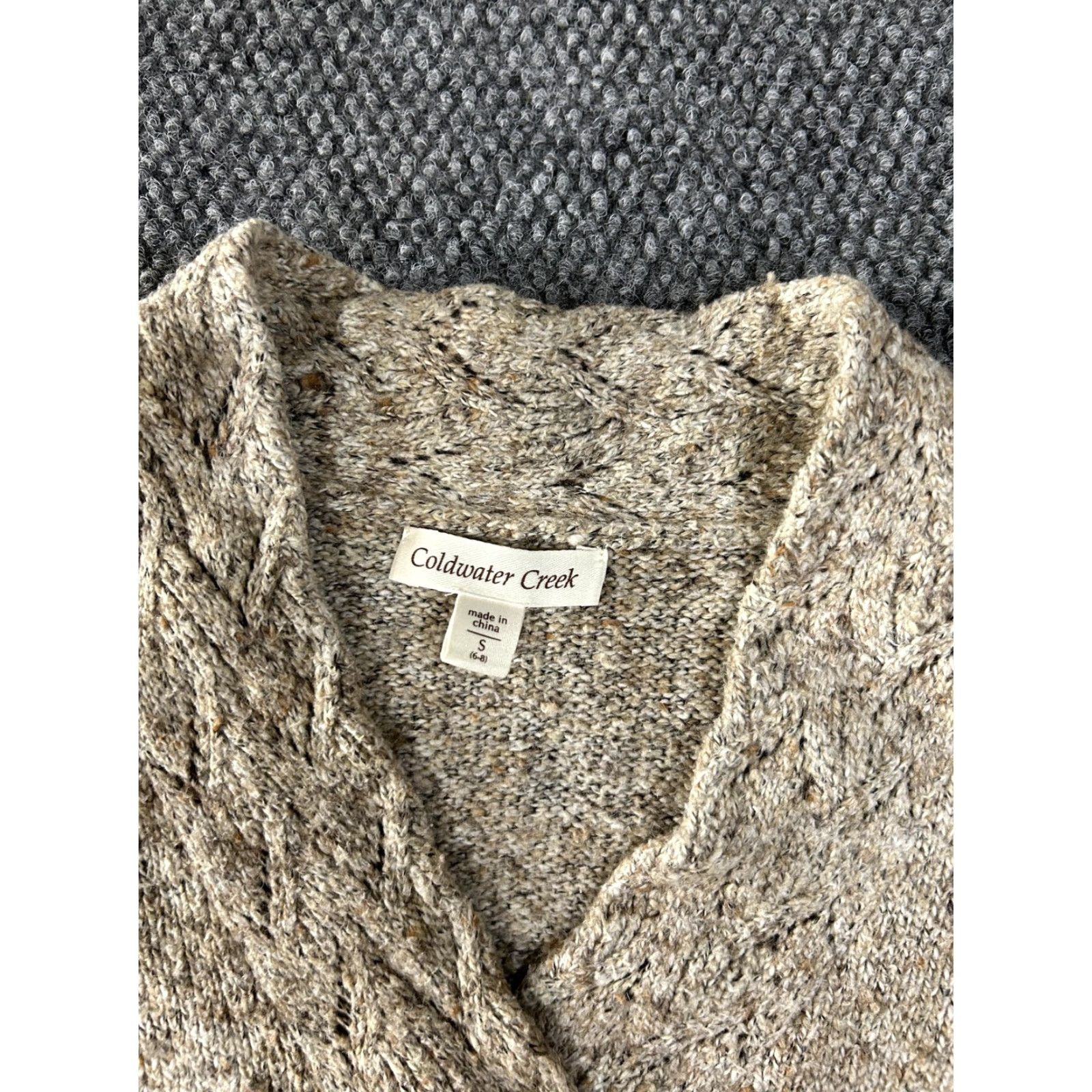 Coldwater Creek Coldwater Creek Sweater Adult Small Beige V-Neck Pullover Pointelle Long Sleeve Knit Womens Size S / US 4 / IT 40 - 5 Thumbnail