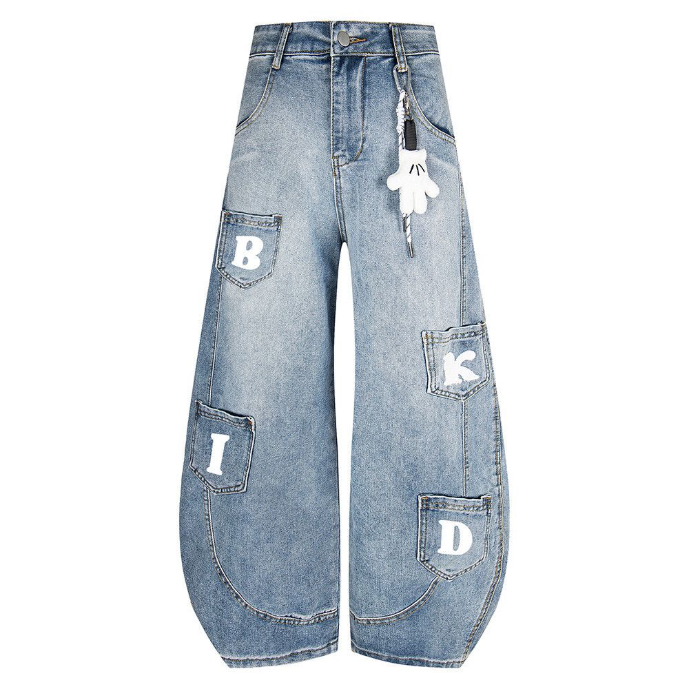 Japanese Brand American-style men's lettered retro wide-leg curved jeans Size US 32 / EU 48 - 1 Thumbnail