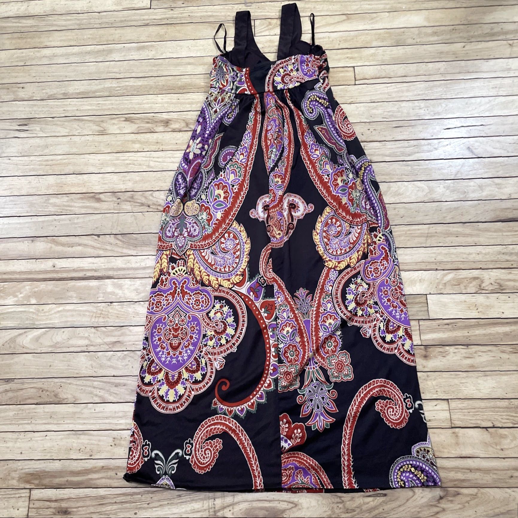 Paige VINTAGE ALYN PAIGE NY Paisley Maxi Dress Women S Y2k Stretchy Padded Boho Pink Tan Dress Size S / US 4 / IT 40 - 2 Thumbnail