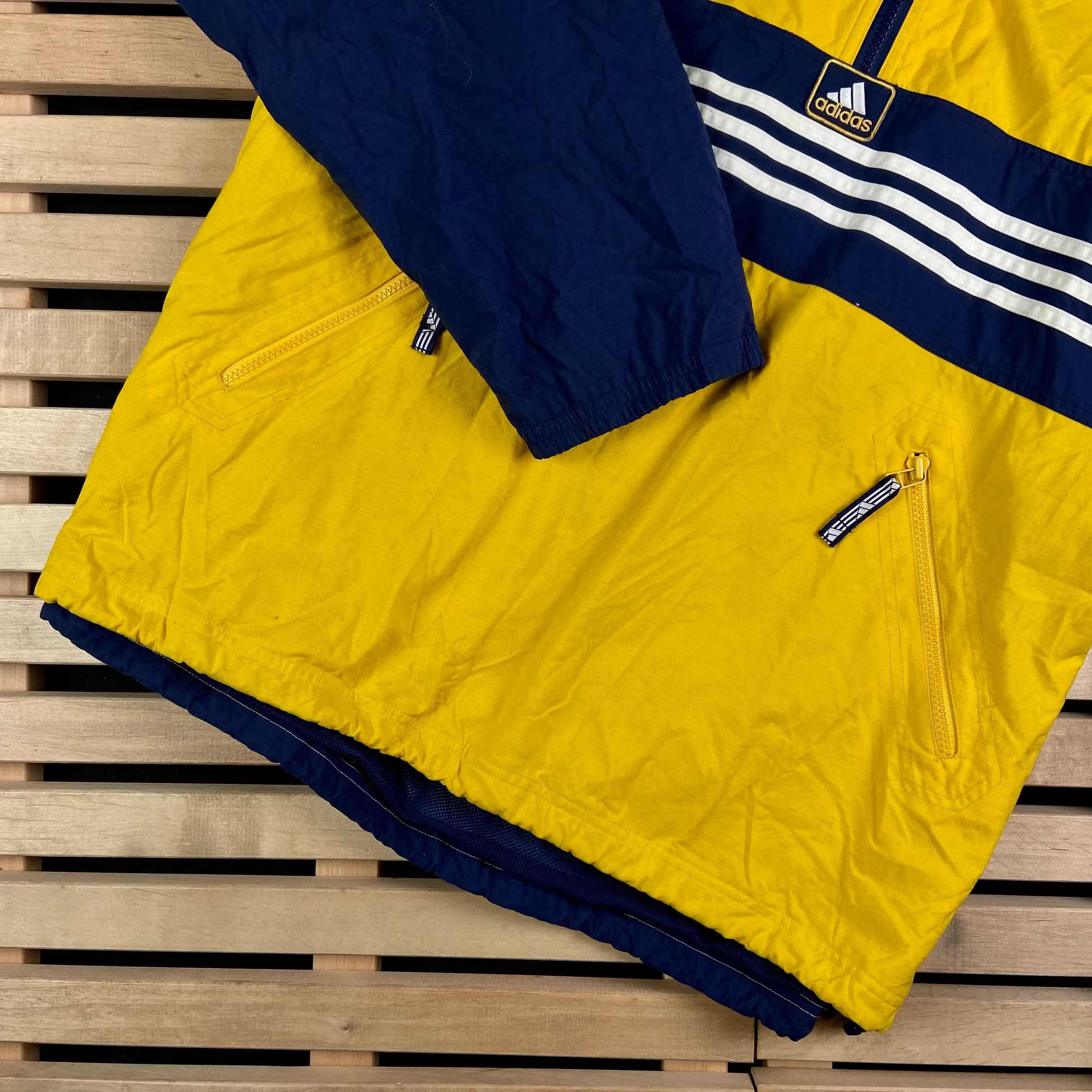 Adidas × Vintage Mens Jacket Pullover Anorak Adidas Vintage Yellow Size L Size US L / EU 52-54 / 3 - 3 Thumbnail