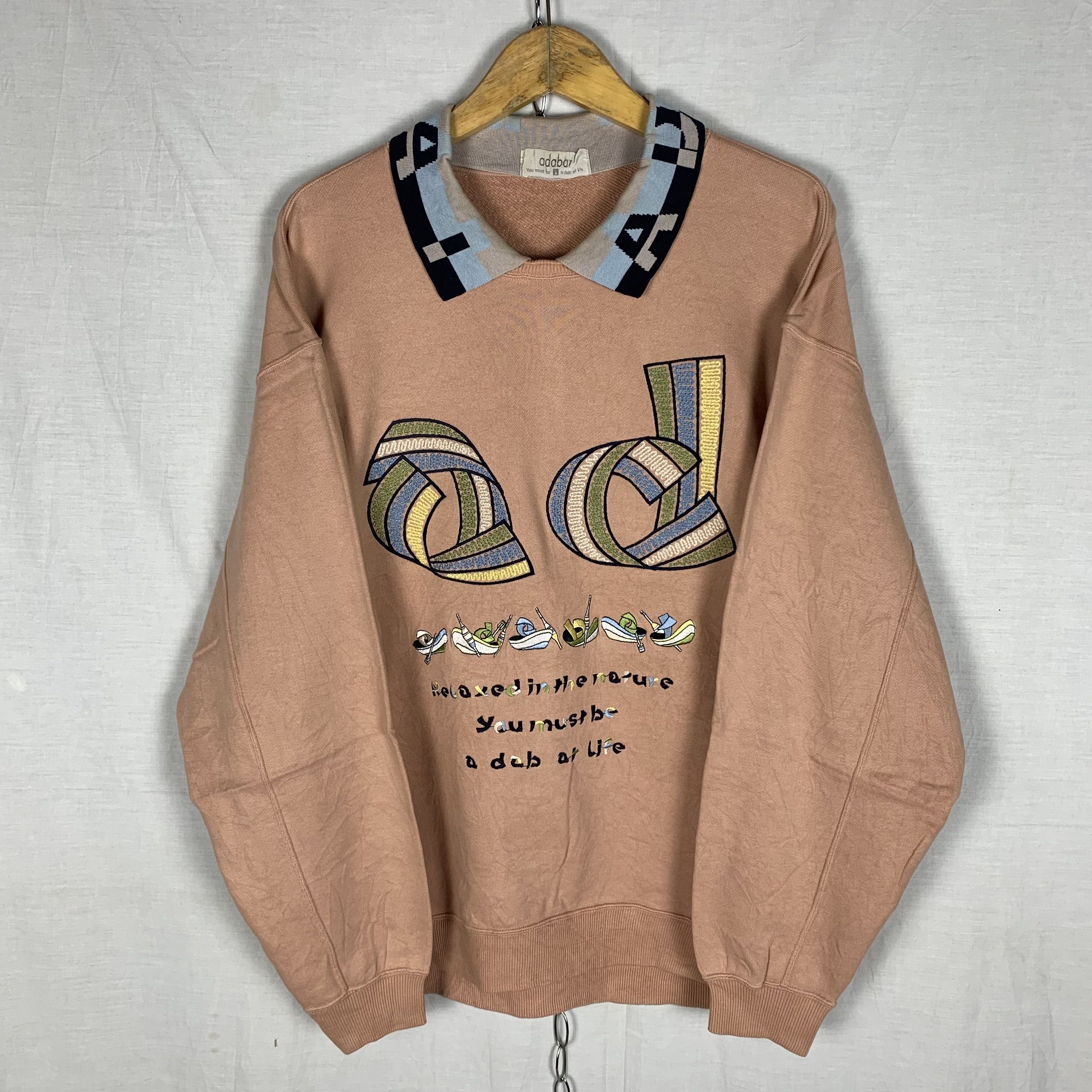 Vintage Vintage 90s ADABAT Sweatshirt Crewneck Collared Size US L / EU 52-54 / 3 - 1 Thumbnail