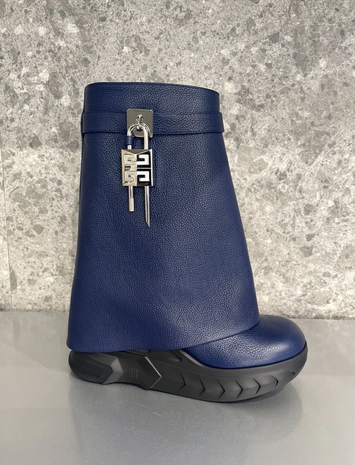 Givenchy o1w1db10325 Shark Lock Boots Biker 120mm in Denim Size US 11 / IT 41 - 2 Thumbnail