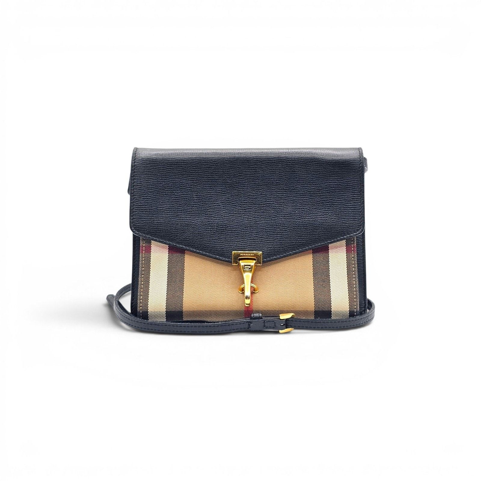 Burberry Small Macken House Check Leather Crossbody Bag in Black Size ONE SIZE - 1 Thumbnail