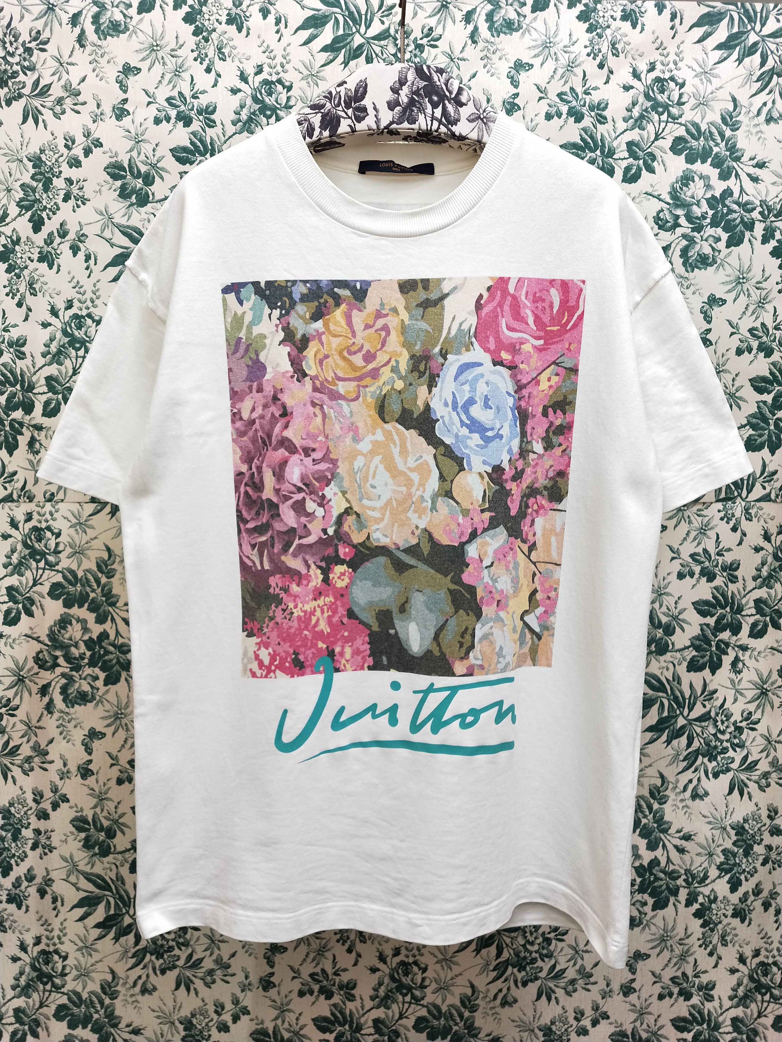 image of Louis Vuitton Flower Tapestry Print Tee in White, Men's (Size Small)