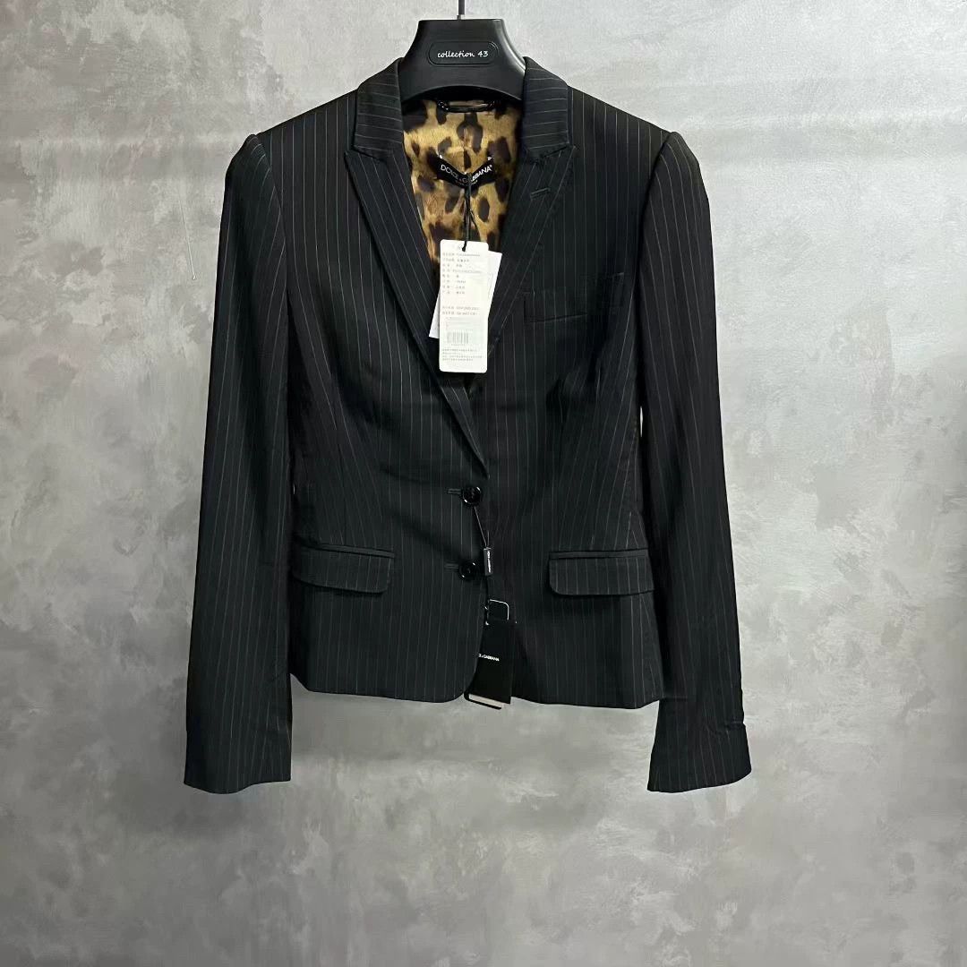 Dolce & Gabbana black pinstripe casual blazer jacket Size XS / US 0-2 / IT 36-38 - 1 Thumbnail