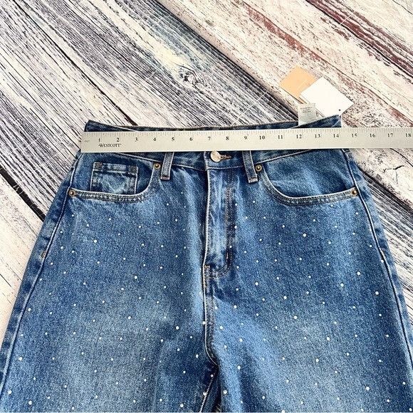 Other NWT JUSTFAB Women's Blue Jeans with Rhinestone Accents Strai Size 28" / US 6 / IT 42 - 8 Thumbnail