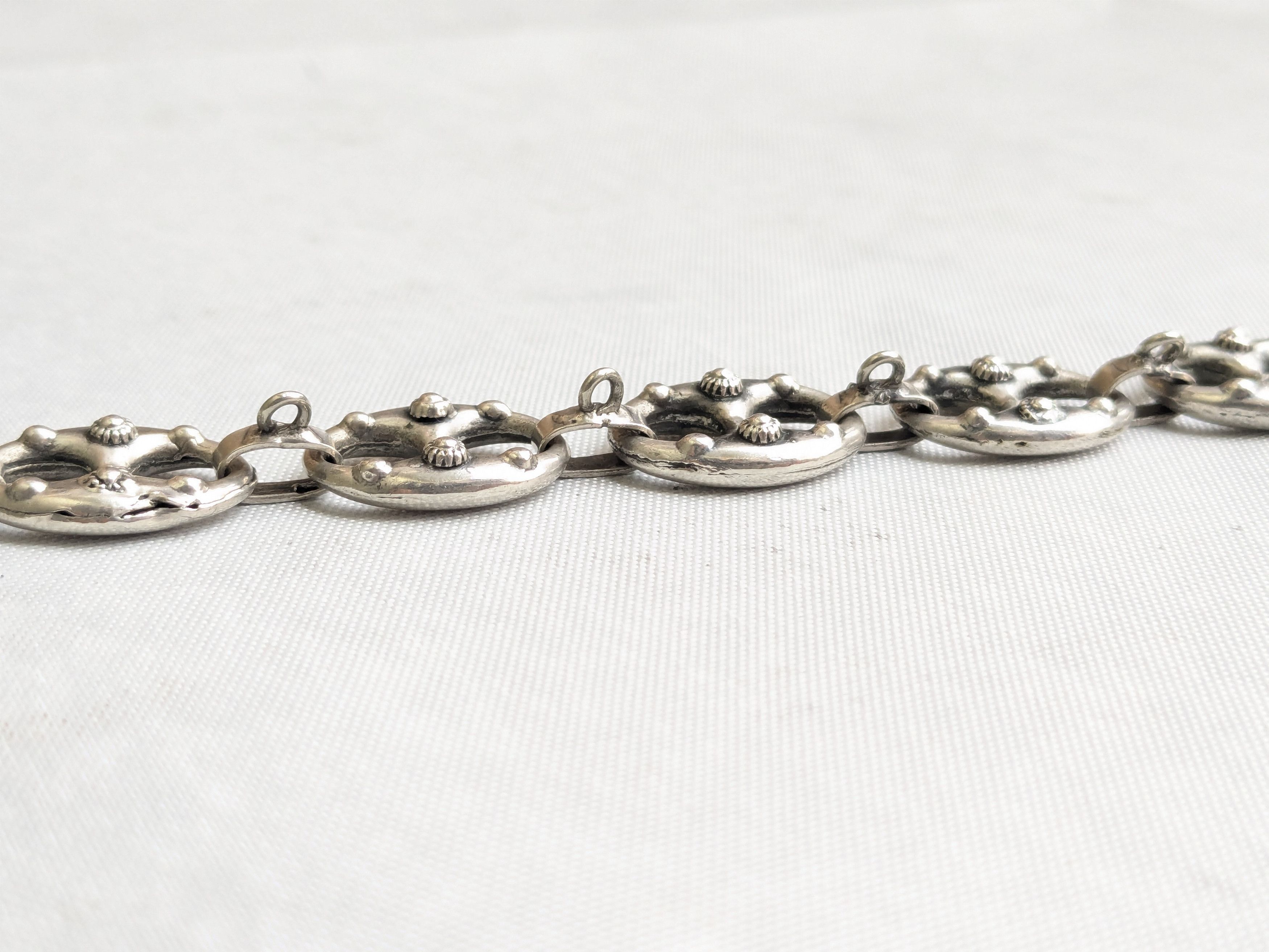 Jewelry .800 Silver Bracelet Anchor Mariner Puffy Hollow 7.25" Size ONE SIZE - 14 Thumbnail