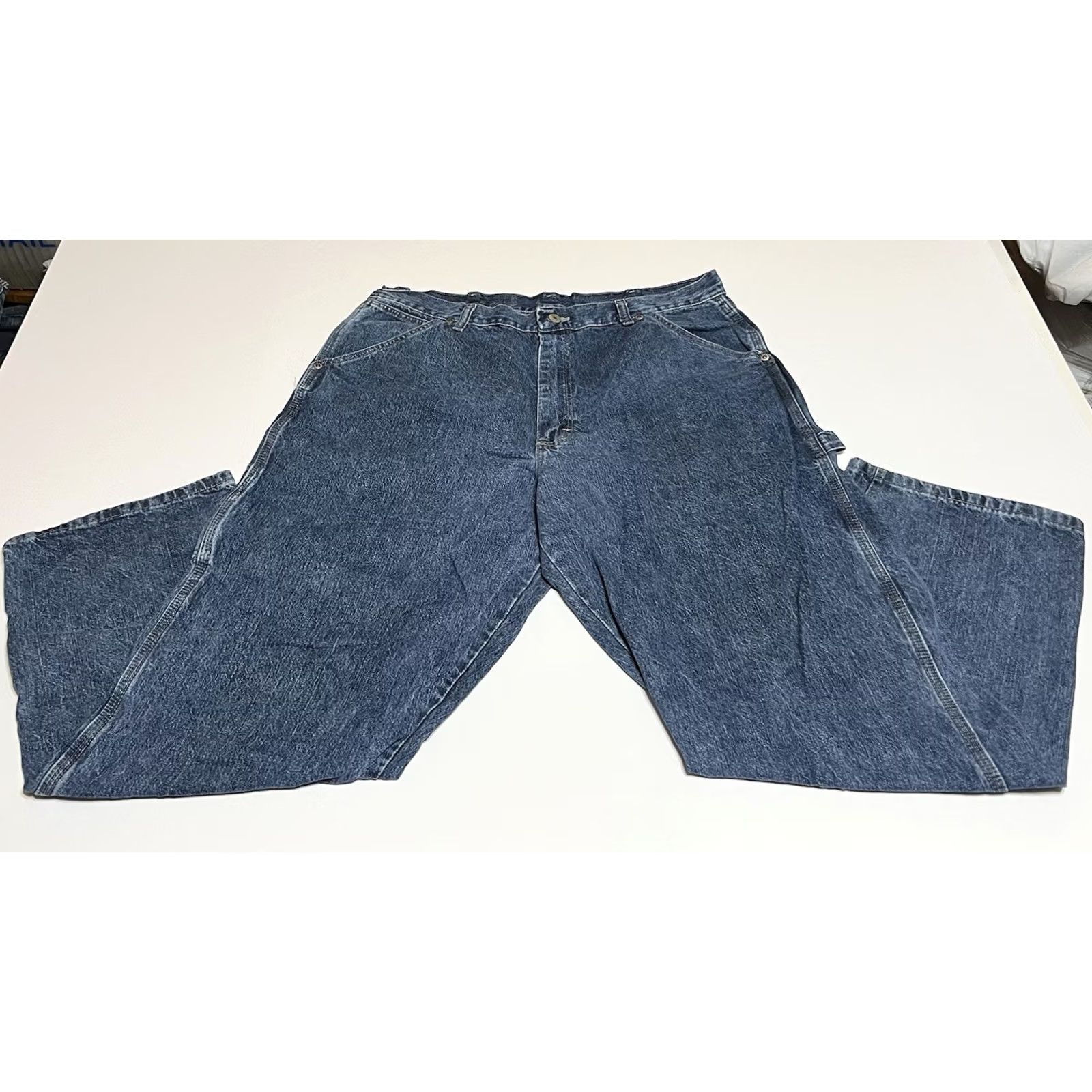 Vintage WRG Jean Co Wrangler Blue Carpenter Jeans Mens 36x30 Workwear Denim Pocket Tool Loop Hammer Loop Zipper Pocket Size US 36 / EU 52 - 2 Thumbnail