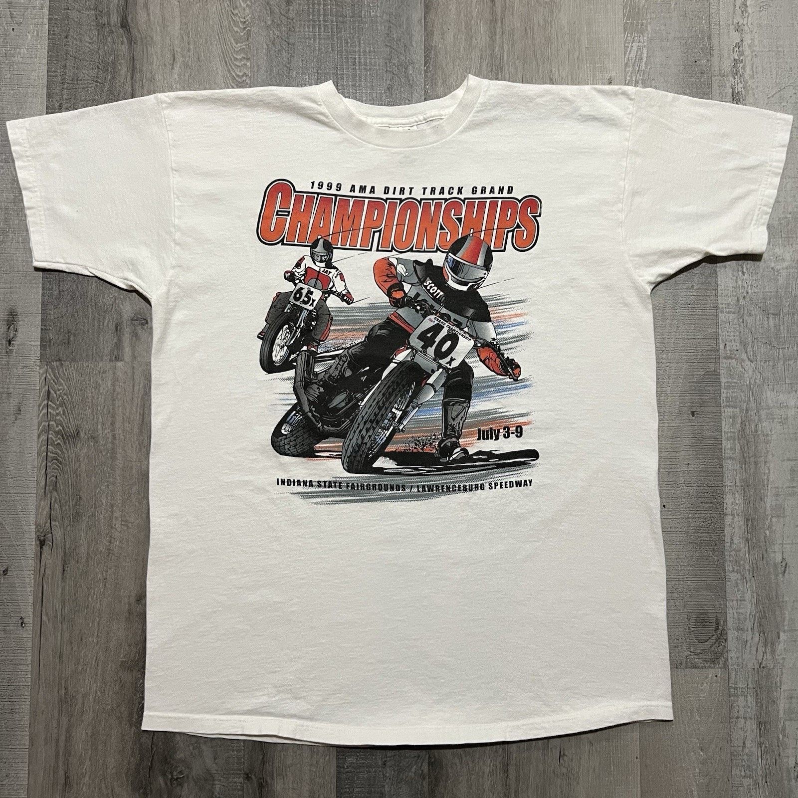 Fruit Of The Loom Vintage AMA Dirt Track Racing Championships White T Shirt 99 Size US XXL / EU 58 / 5 - 1 Thumbnail