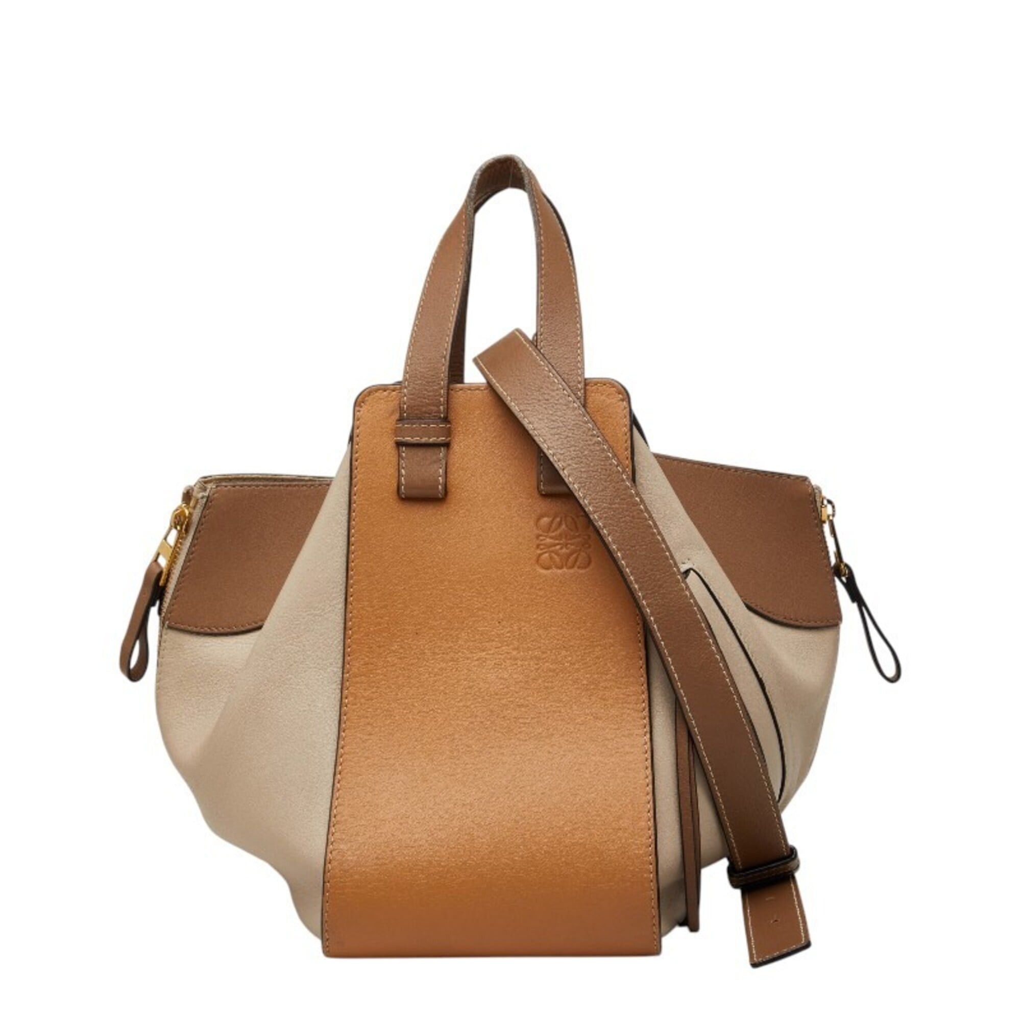 Loewe Loewe Anagram Hammock Small Handbag Shoulder Bag Drawstring 2-Way Beige Brown Leather Women's LOEWE Size ONE SIZE - 1 Thumbnail