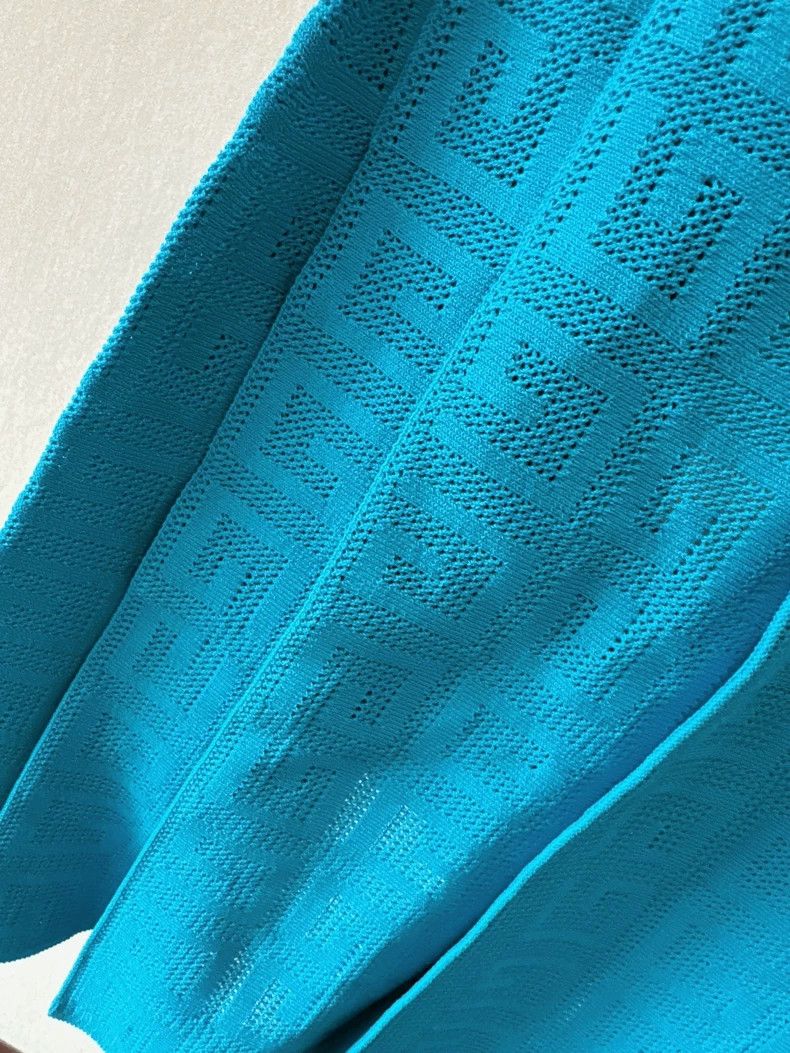 Givenchy Givenchy Blue Full LOGO Cut-Out Pleated Skirt Size M / US 6-8 / IT 42-44 - 2 Thumbnail