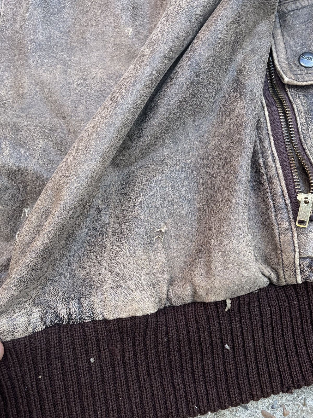 Other Vintage Brown Leather Aviator Bomber Jacket Size US L / EU 52-54 / 3 - 15 Thumbnail