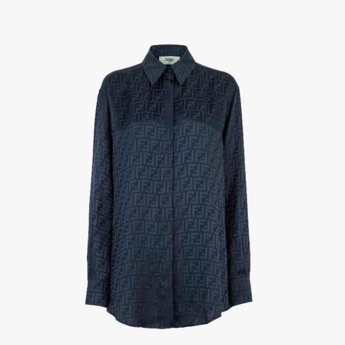 Fendi o1w1db10325 FS8107 Shirt in Navy Blue Size M / US 6-8 / IT 42-44 - 1 Thumbnail