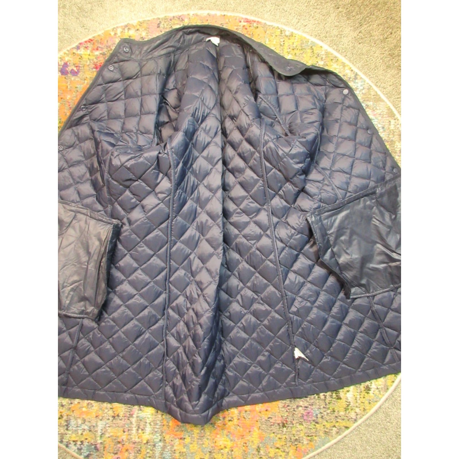 J. Jill J Jill Down Puffer Jacket Parka Womens S Navy Snap Front Quilted Long Lightweight Coat Size S / US 4 / IT 40 - 4 Thumbnail