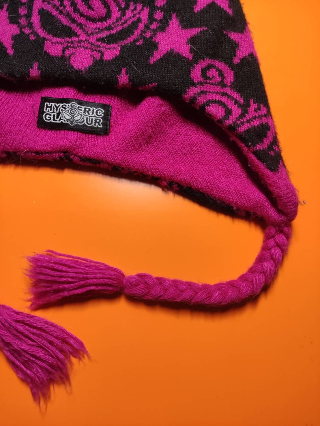 Hysteric Glamour Vtg 00's Hysteric Glamour Black Pink Beanie Size ONE SIZE - 5 Thumbnail