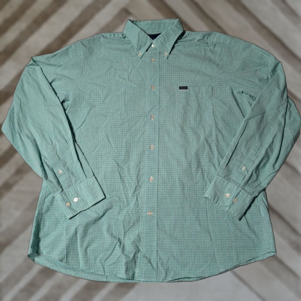 Faconnable FACONNABLE CLASSIQUE Men XL Green Cotton Mini Plaid Check Button-Up Shirt Size US XL / EU 56 / 4 - 1 Thumbnail
