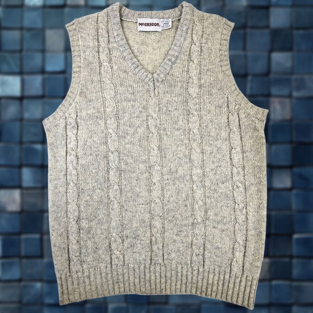 McGregor VINTAGE McGregor Sweater Vest Men L Wool Blend Cable Knit Tan 80s Preppy University Mens Size US L / EU 52-54 / 3 - 1 Thumbnail