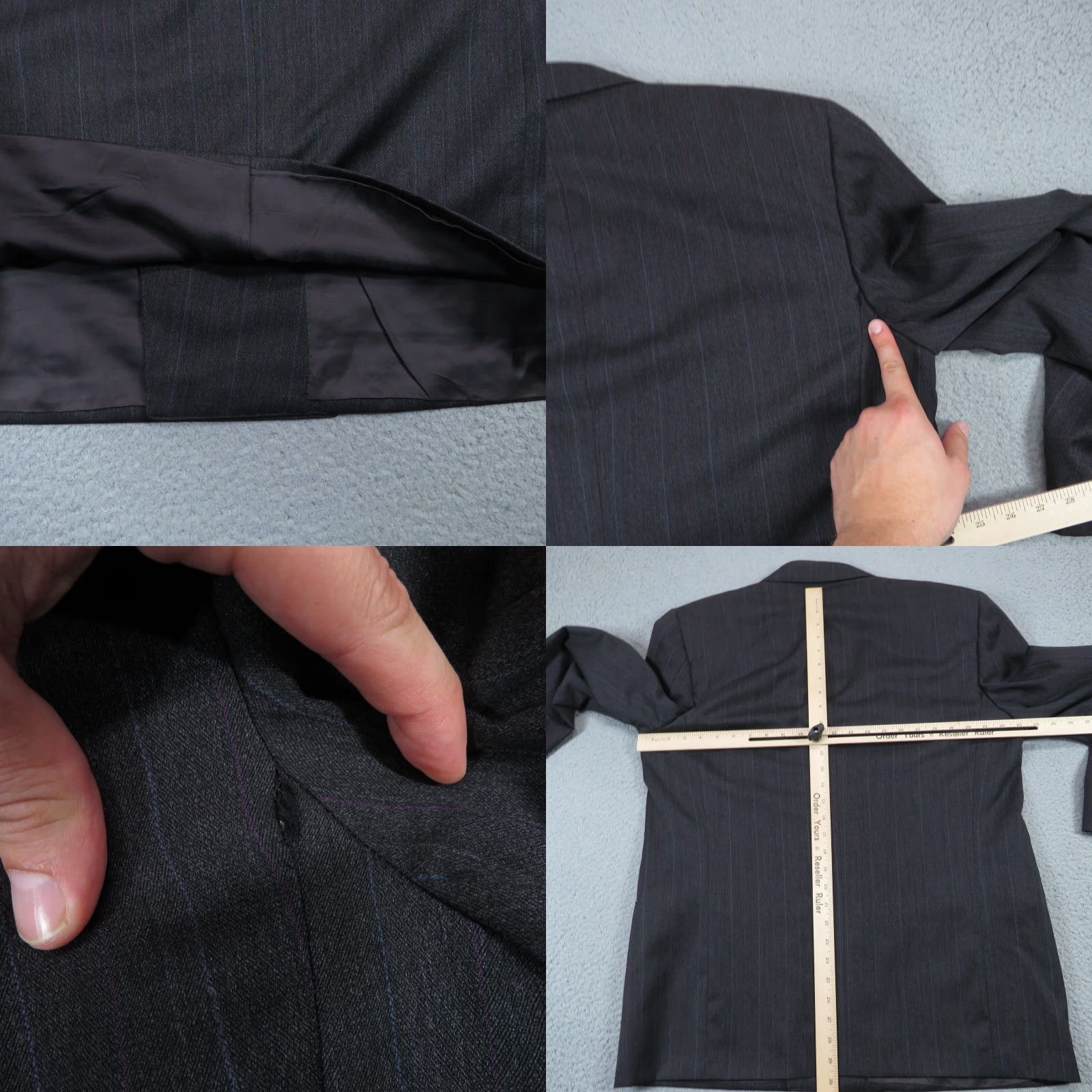 Canali VINTAGE Canali Milano Jacket 44R Charcoal Double-Breasted Wool Pinstripe Blazer Coat Men Size 44R - 9 Thumbnail