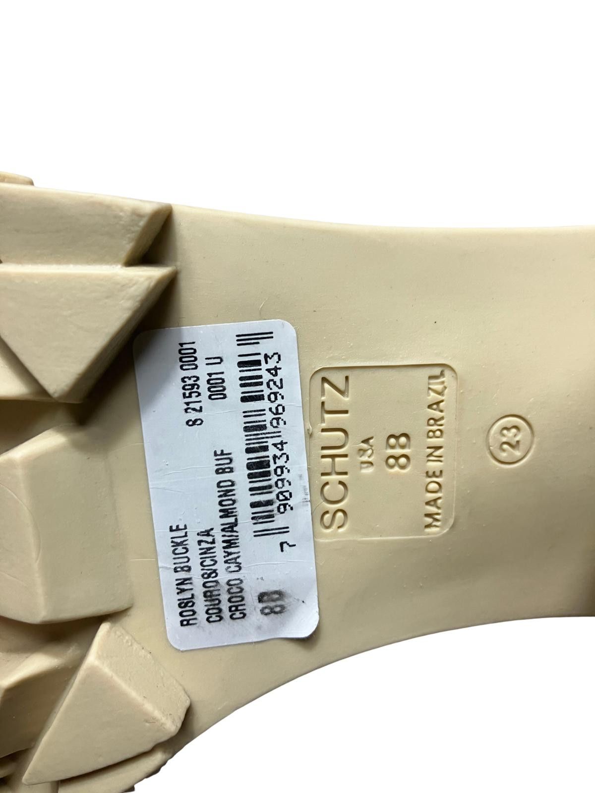 Other Schutz Roslyn Croc Embossed Platform Boots Buckle Green Sz 8 Size US 8 / IT 38 - 6 Thumbnail