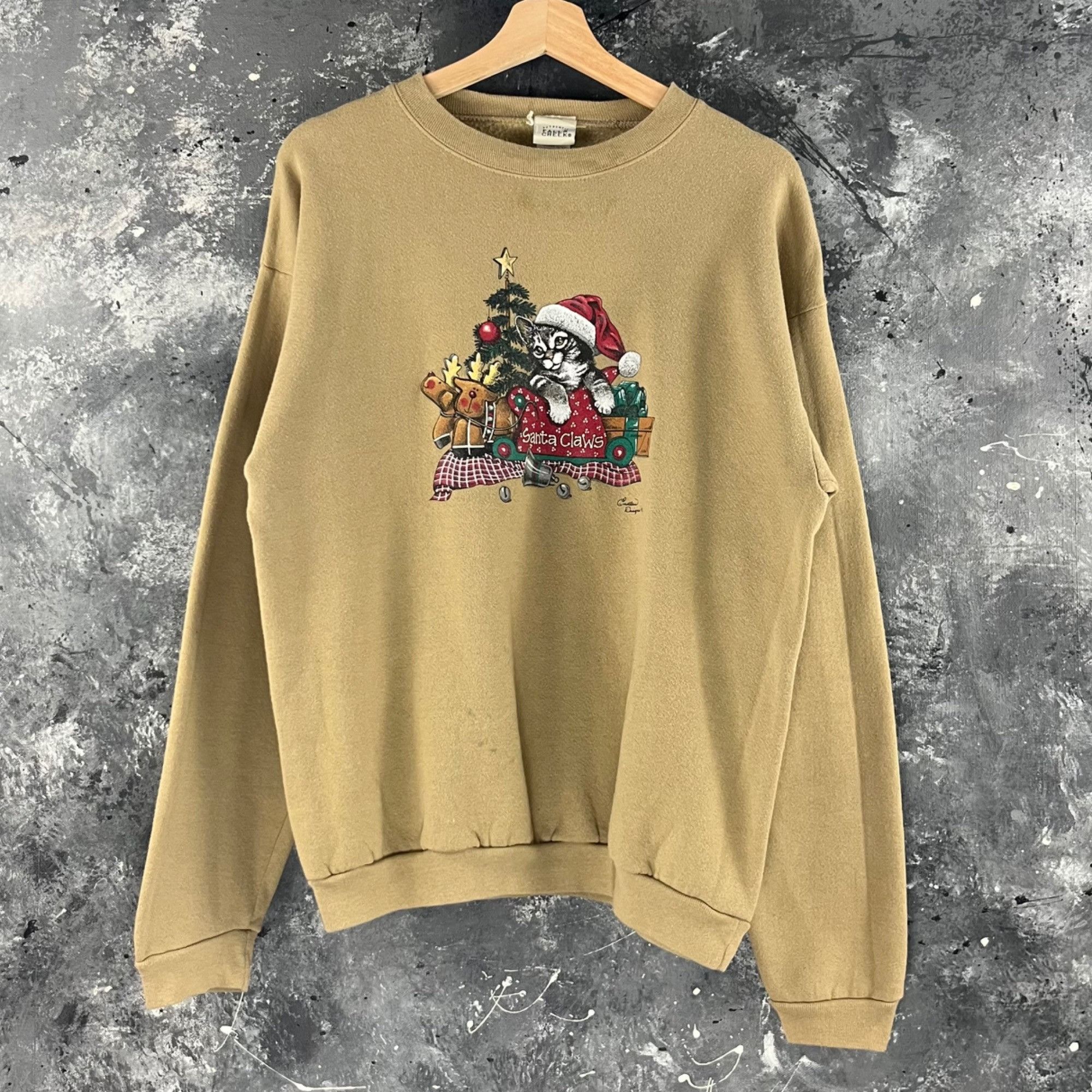 Vintage Vintage 90’s Christmas Cat sweatshirt Size US M / EU 48-50 / 2 - 1 Thumbnail