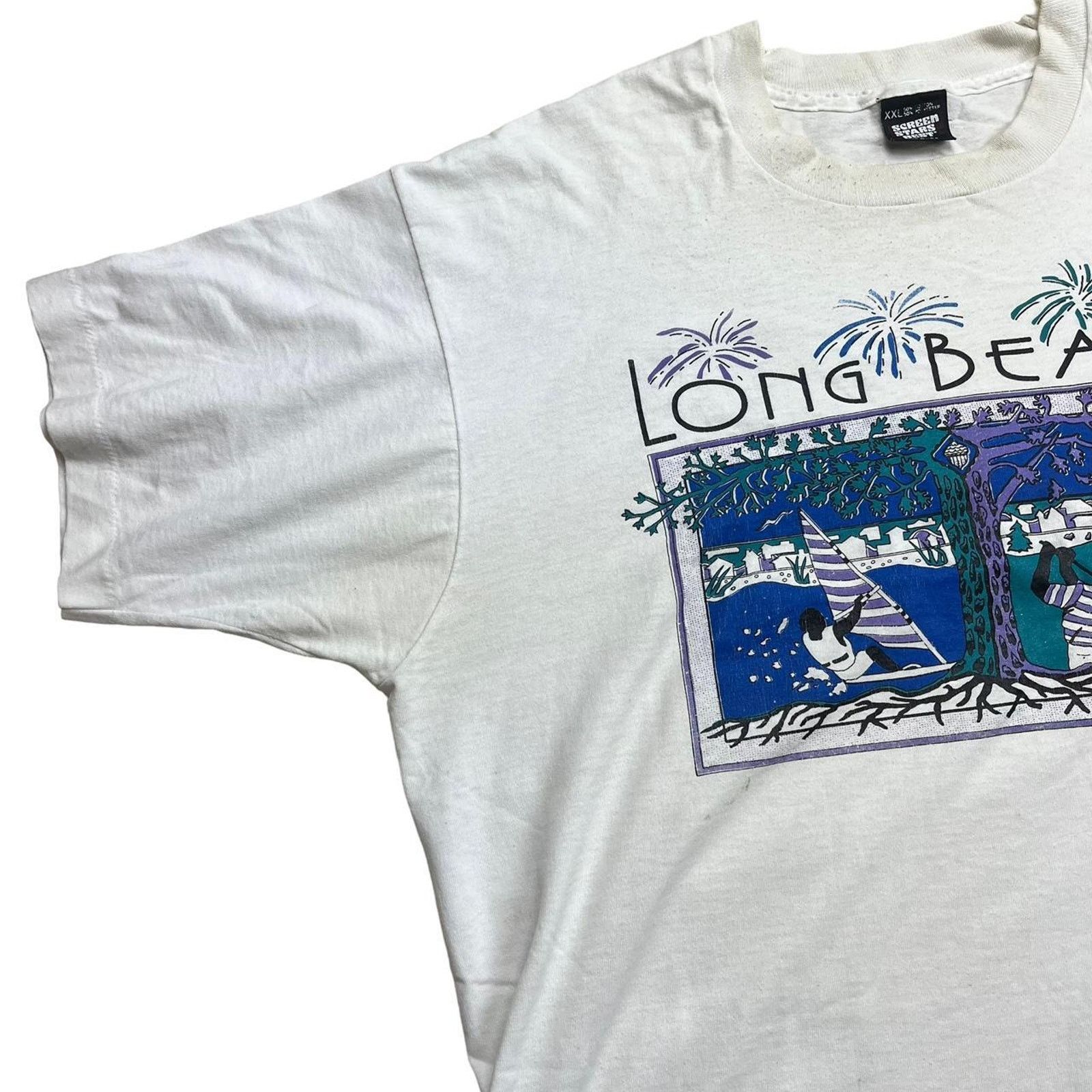 Vintage Vintage Long Beach T Shirt Size US XXL / EU 58 / 5 - 6 Thumbnail