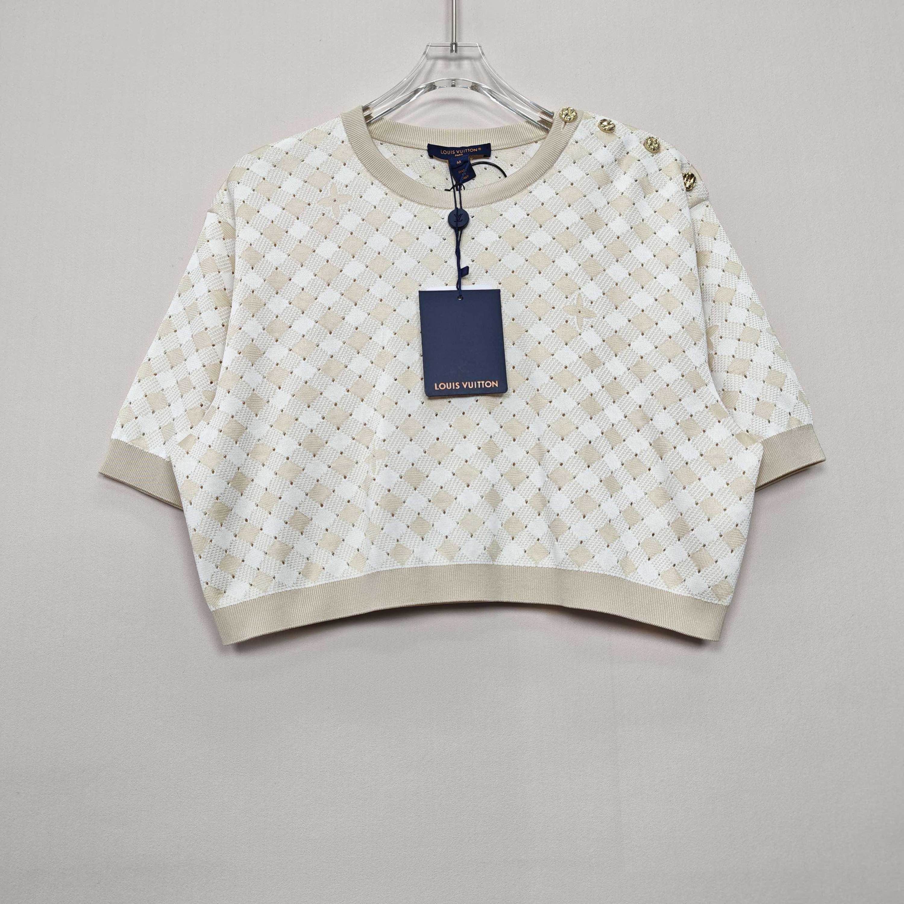 Louis Vuitton Louis Vuitton Argyle Knit Short Sleeve Top Size M Size M / US 6-8 / IT 42-44 - 1 Thumbnail