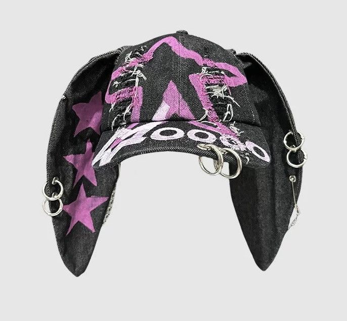 Japanese Brand Avant garde chunky bunny rabbit ear graffiti star raw cap Size ONE SIZE - 2 Thumbnail