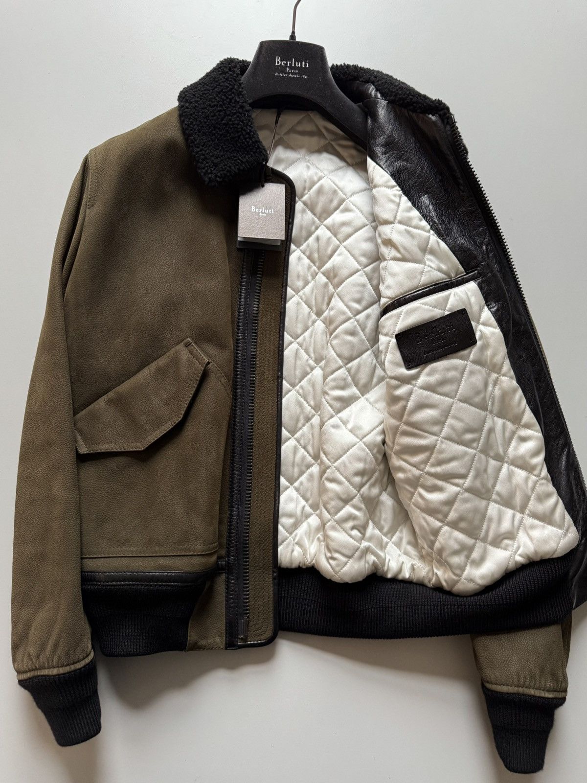 Berluti Berluti FW17 Capsule Khaki Leather Shearling Bomber Jacket S Size US S / EU 44-46 / 1 - 6 Thumbnail
