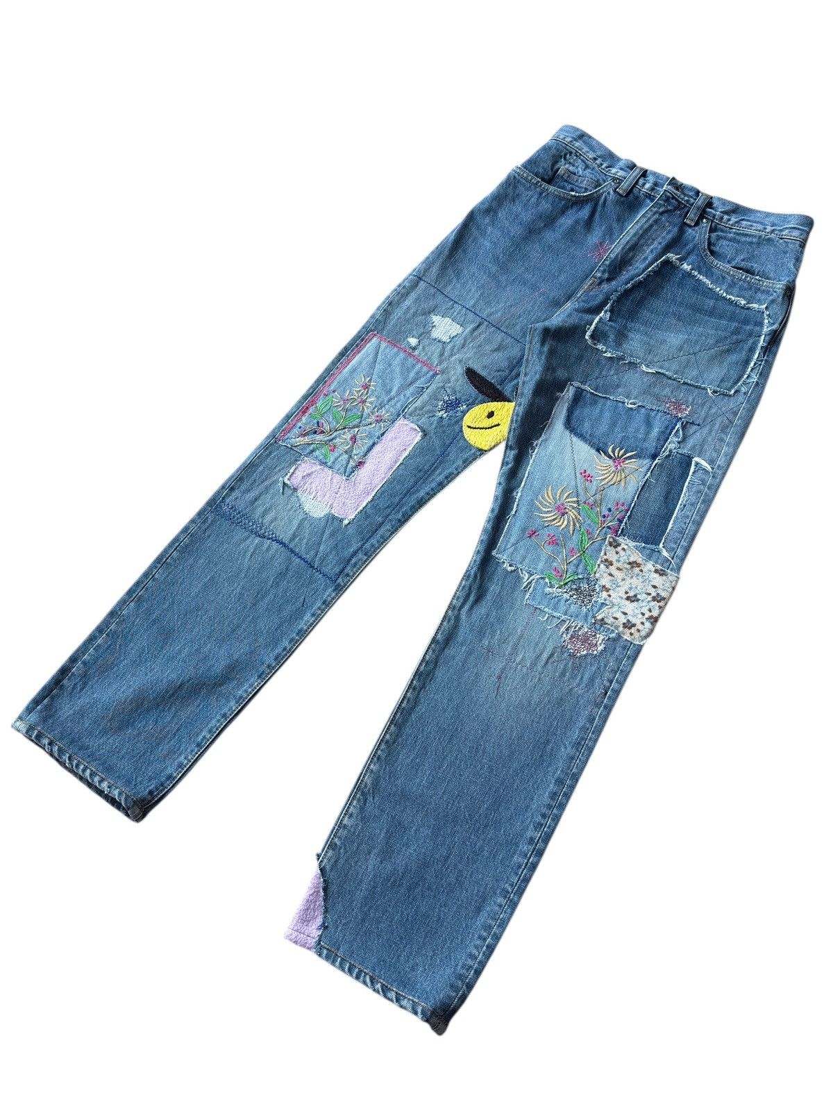 Kapital Kapital Smiley Okabilly Gypsy Patchwork Denim Pants Size US 32 / EU 48 - 3 Thumbnail