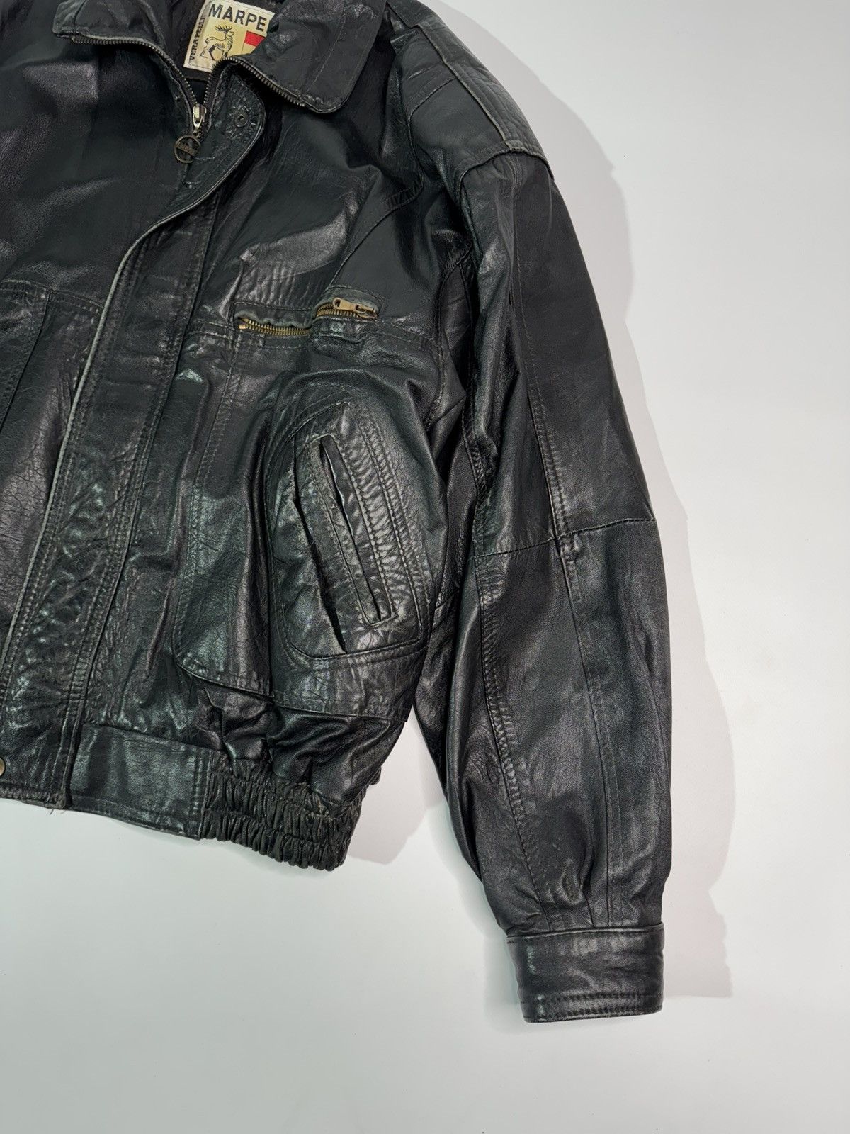 Other Vintage Made in Italy leather jacket boxy avant garde swag Size US L / EU 52-54 / 3 - 3 Thumbnail