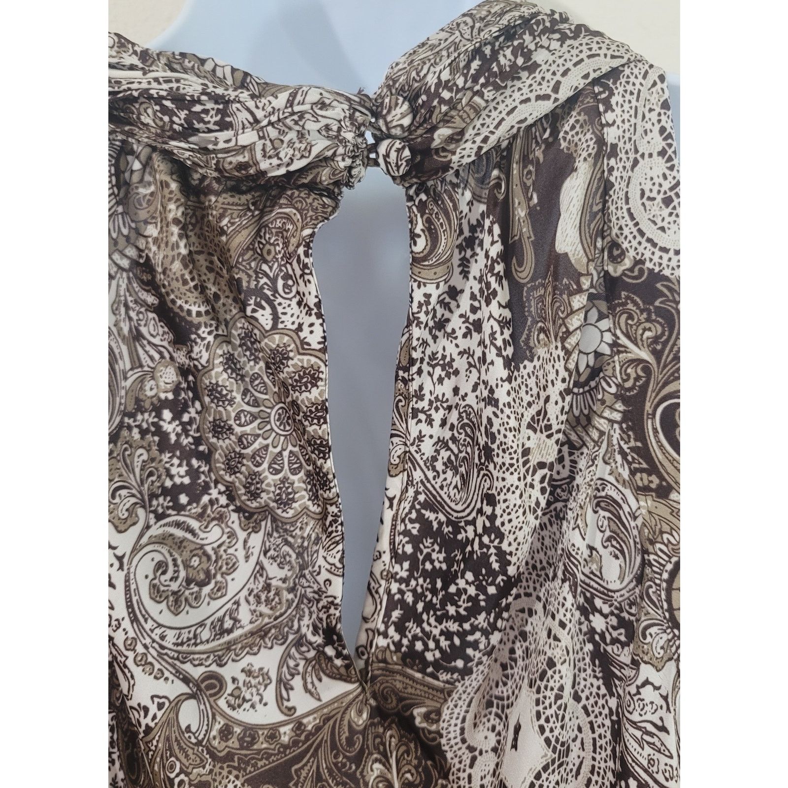 Other Dressbarn Brown White Floral Rolled Collar Shirt Medium Size M / US 6-8 / IT 42-44 - 4 Thumbnail
