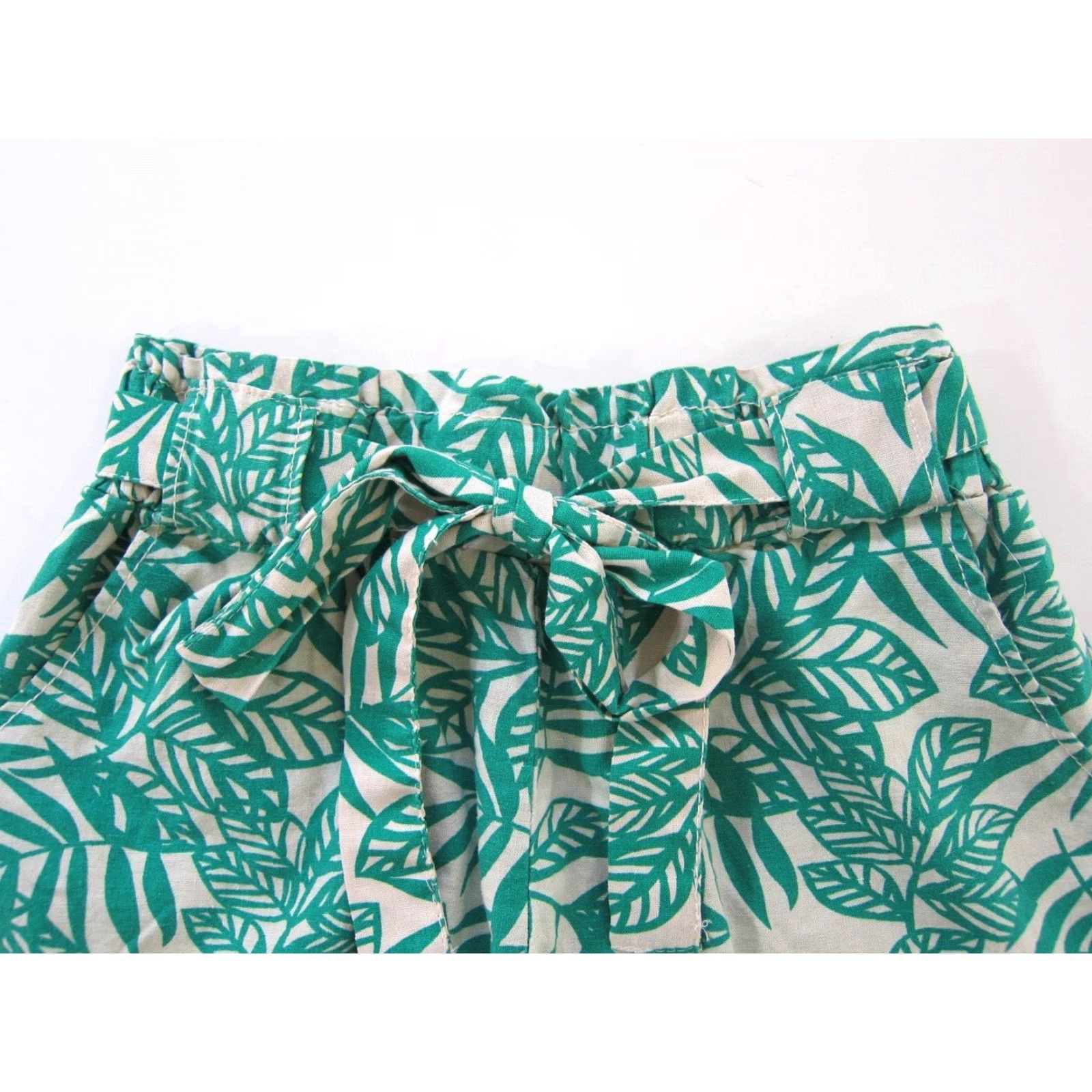Vintage Cali 1850 Linen Green Ivory Floral High Rise Waist Pocket Chino Short Medium Womens Size 32" / US 10 / IT 46 - 5 Thumbnail