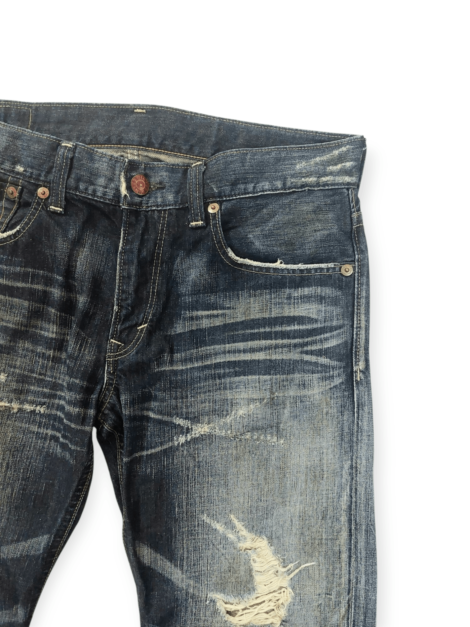 Edwin Edwin Blue Trip 503 Ripped Mudmax Flare Denim Size US 35 - 6 Thumbnail