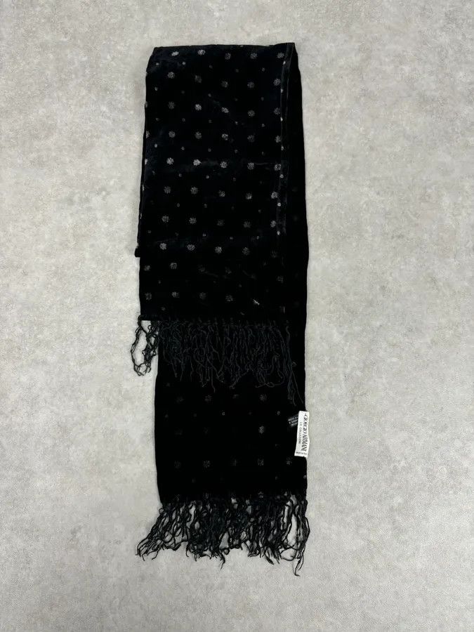 Giorgio Armani Giorgio Armani Black Scarf Polka Dot Scarf Size ONE SIZE - 6 Thumbnail