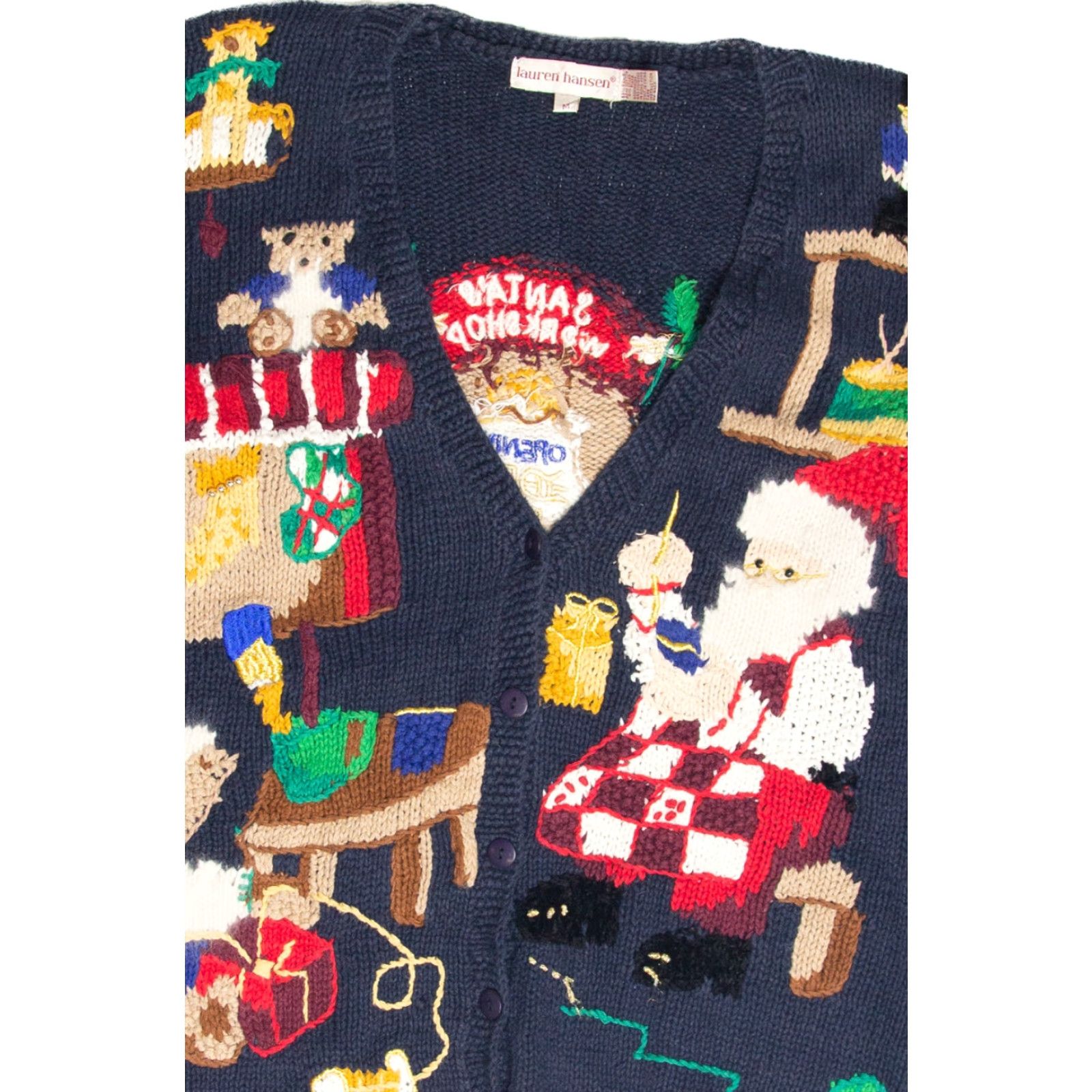 Vintage VINTAGE Lauren Hansen Blue Cardigan Ugly Christmas Ragstock Size M / US 6-8 / IT 42-44 - 2 Thumbnail
