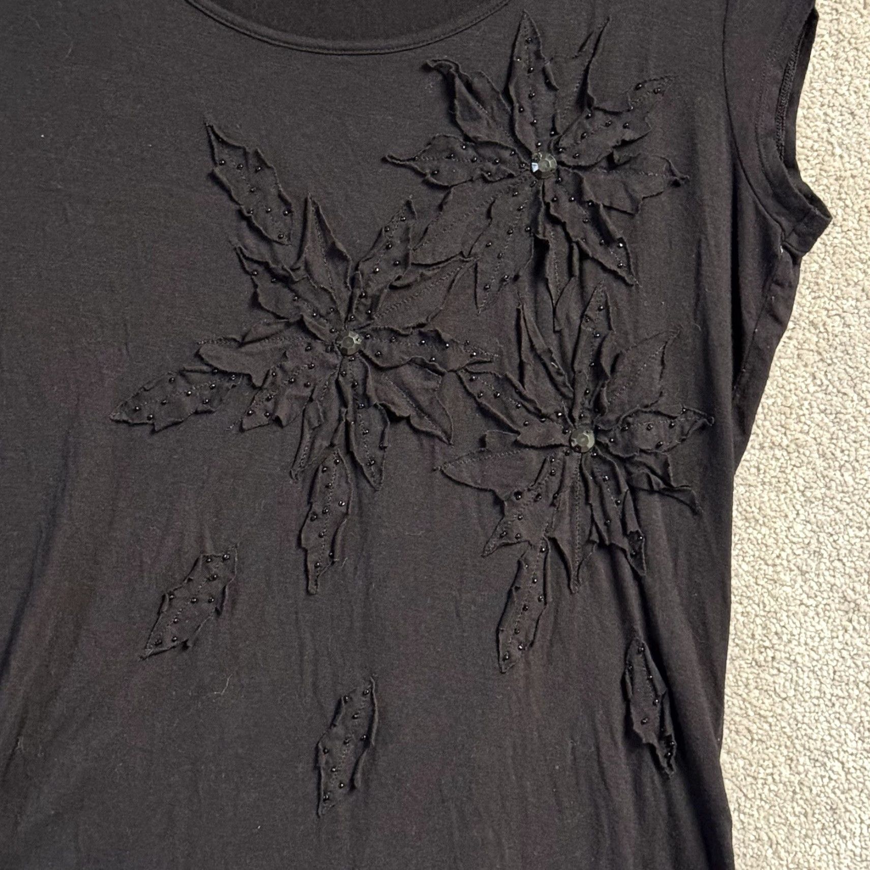 Vintage VINTAGE 90s Y2K Christopher & Banks Blouse Womens Large Floral Sequins Beads Hippie Whimsigoth Fairy Grunge Shirt Men/Women? Size L / US 10 / IT 46 - 2 Thumbnail