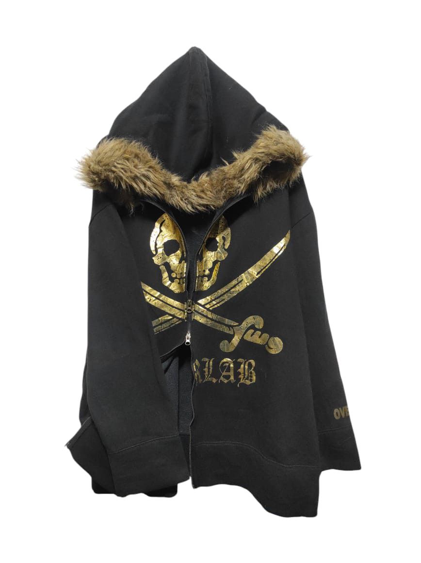 Japanese Brand Overlab skull double zip fur hoodie LGB style Size US XL / EU 56 / 4 - 1 Thumbnail