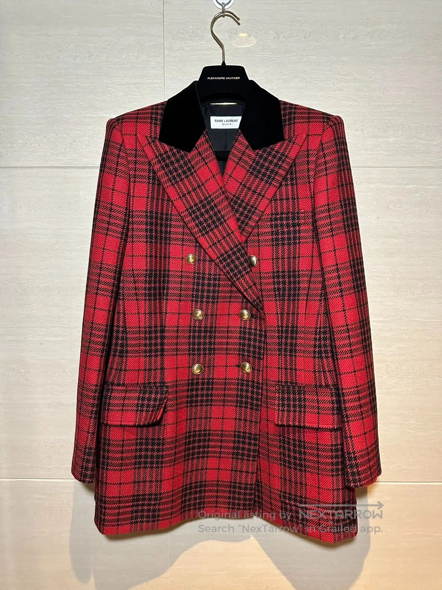 Saint Laurent Paris Saint Laurent Red Plaid Blazer. Size S / US 4 / IT 40 - 1 Thumbnail