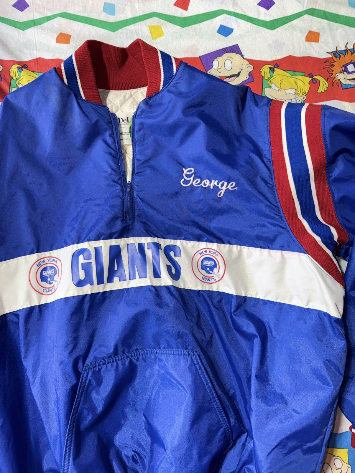 Delong Vintage 80s Delong New York Giants Jacket Mens 2XL 1/4 Zip Size US XXL / EU 58 / 5 - 3 Thumbnail