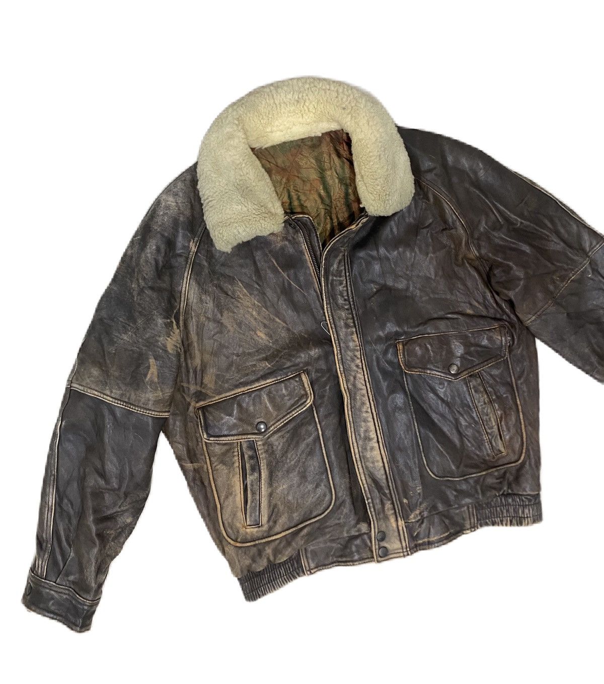 KMRii × Vintage VINTAGE DISTRESS A2 DESIGN JACKET ZUFOLO FUR COLLAR Size US L / EU 52-54 / 3 - 2 Thumbnail