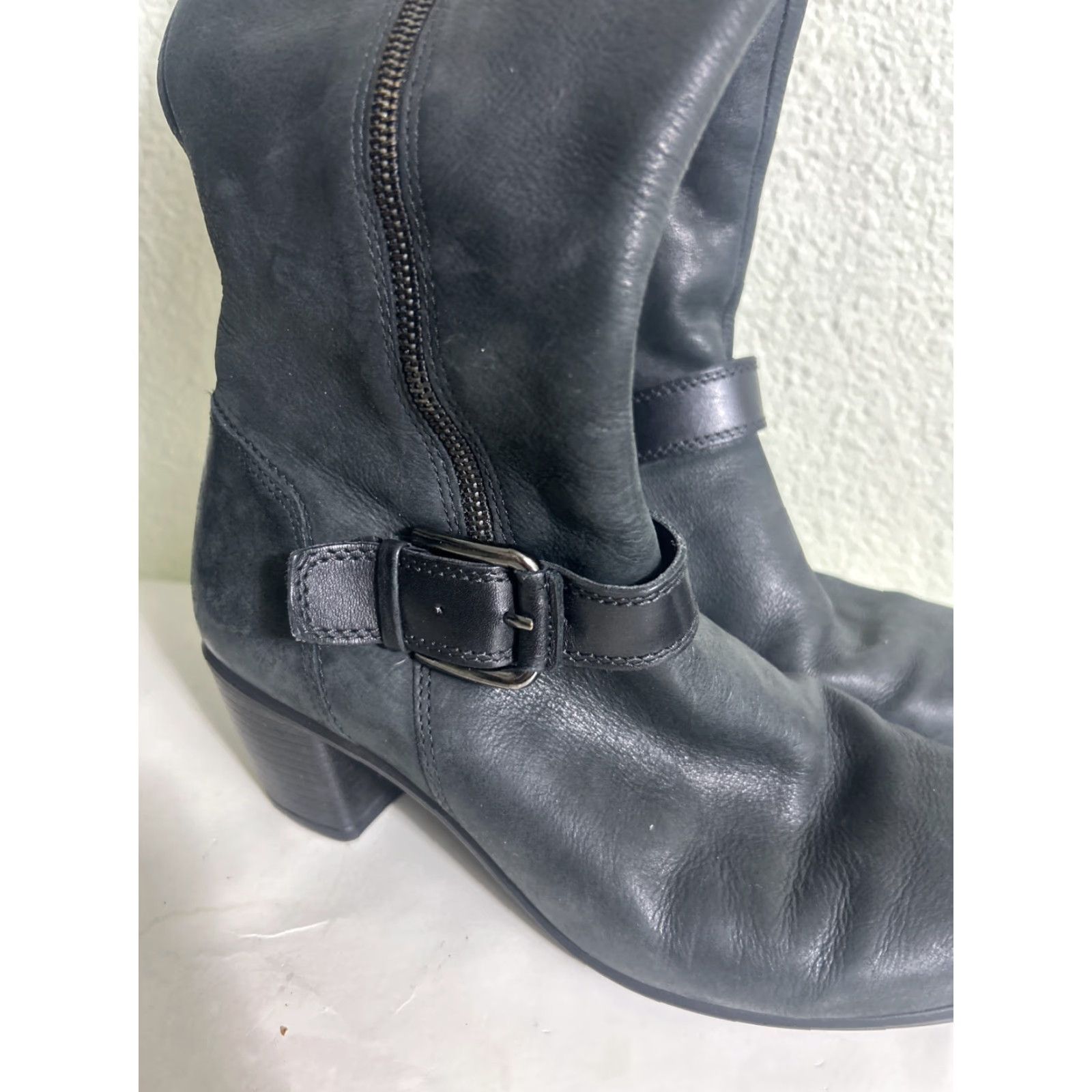 Ecco ECCO Shape 55 Tall Boot Women's 8-8.5 Black Leather Block Heel Side Zip Size US 8 / IT 38 - 3 Thumbnail