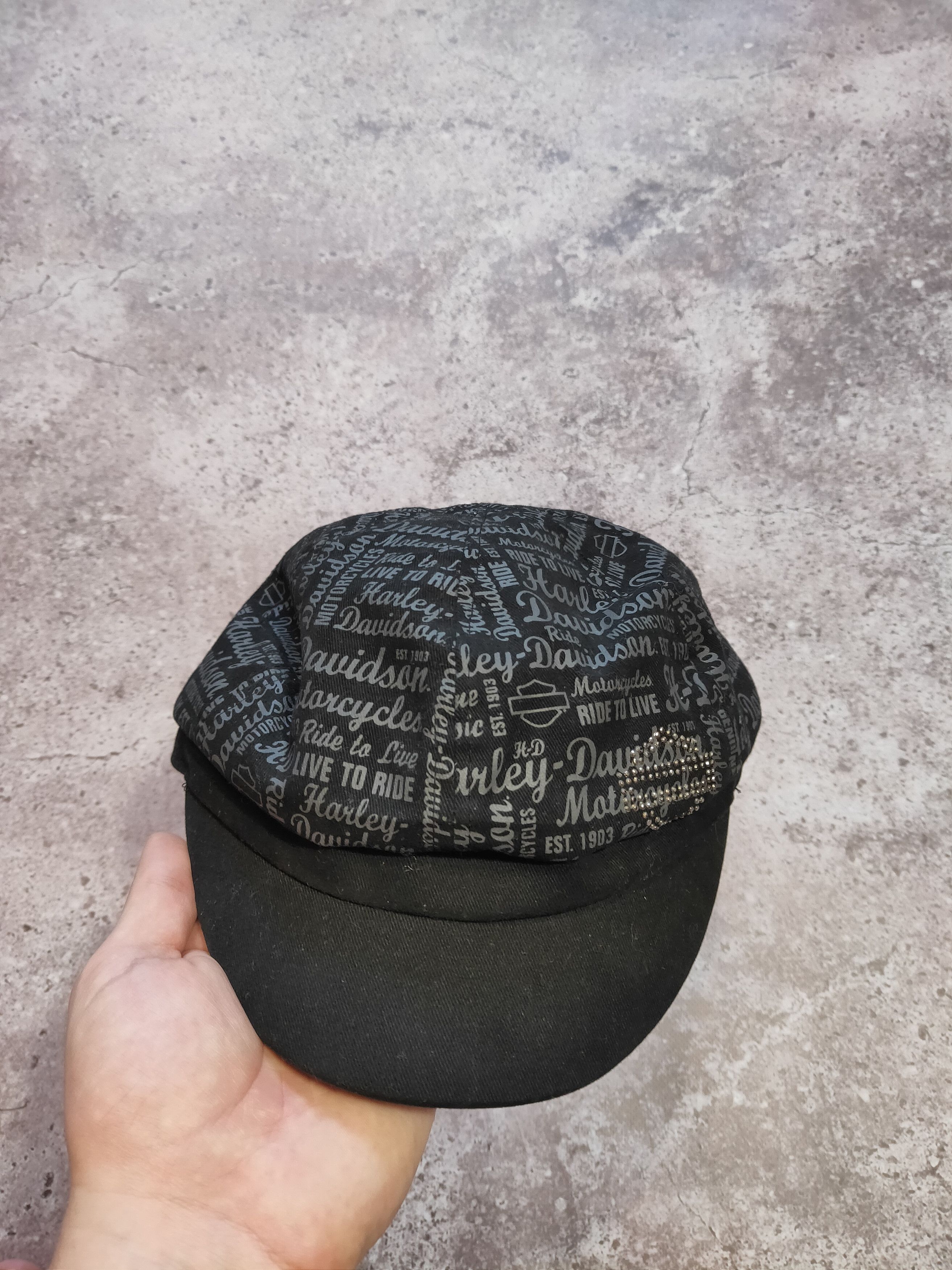 Harley Davidson × Vintage Vintage Harley Davidson Studded Cadet Hat Cap Size ONE SIZE - 4 Thumbnail