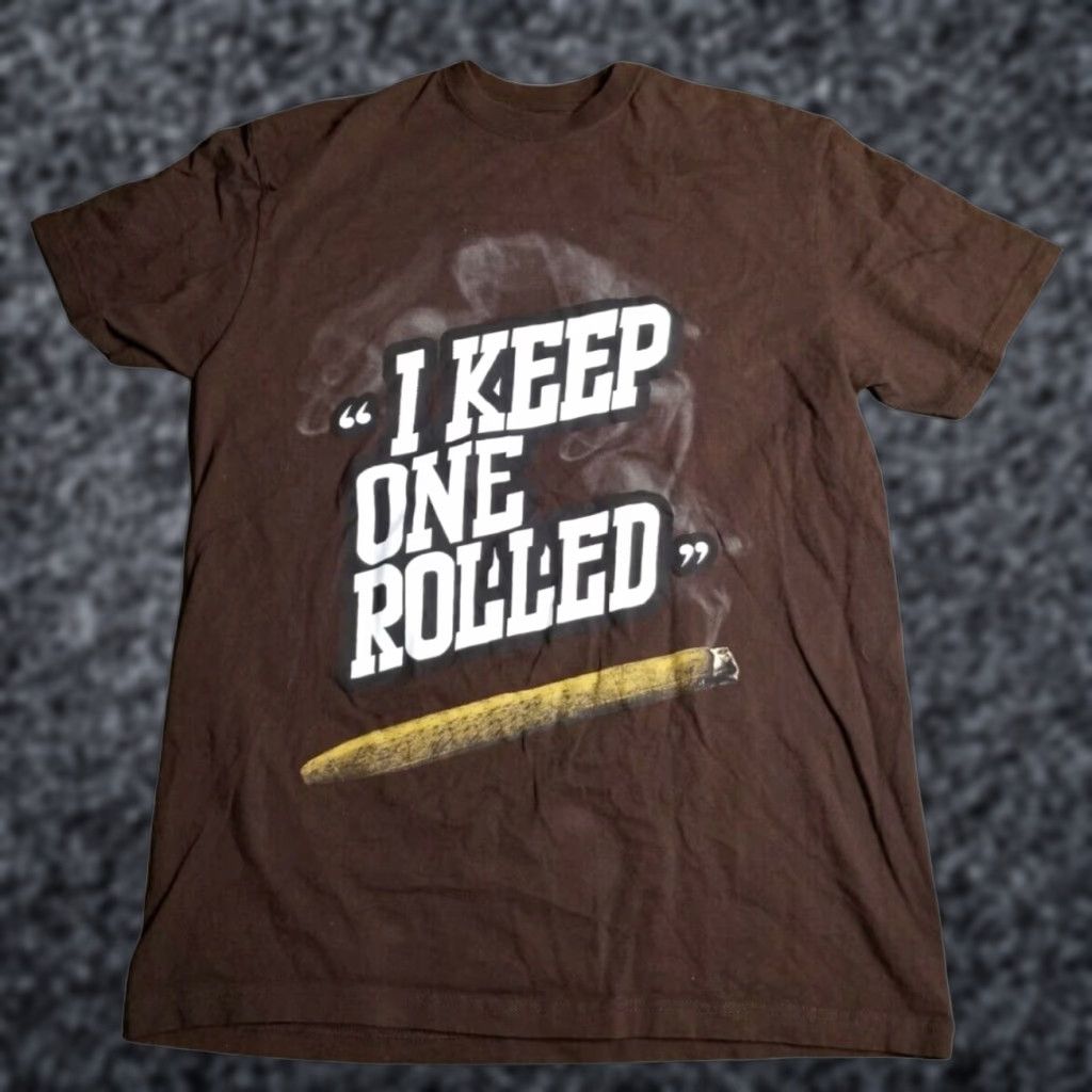 Vintage VINTAGE Unbranded T-Shirt (Shirt) Mens XL Brown 90s Marijuana Blunt I Keep One Rolled Slim Crew Neck Short Sleeve - Mens XL Brown 90s T-Shirt Size US XL / EU 56 / 4 - 1 Thumbnail