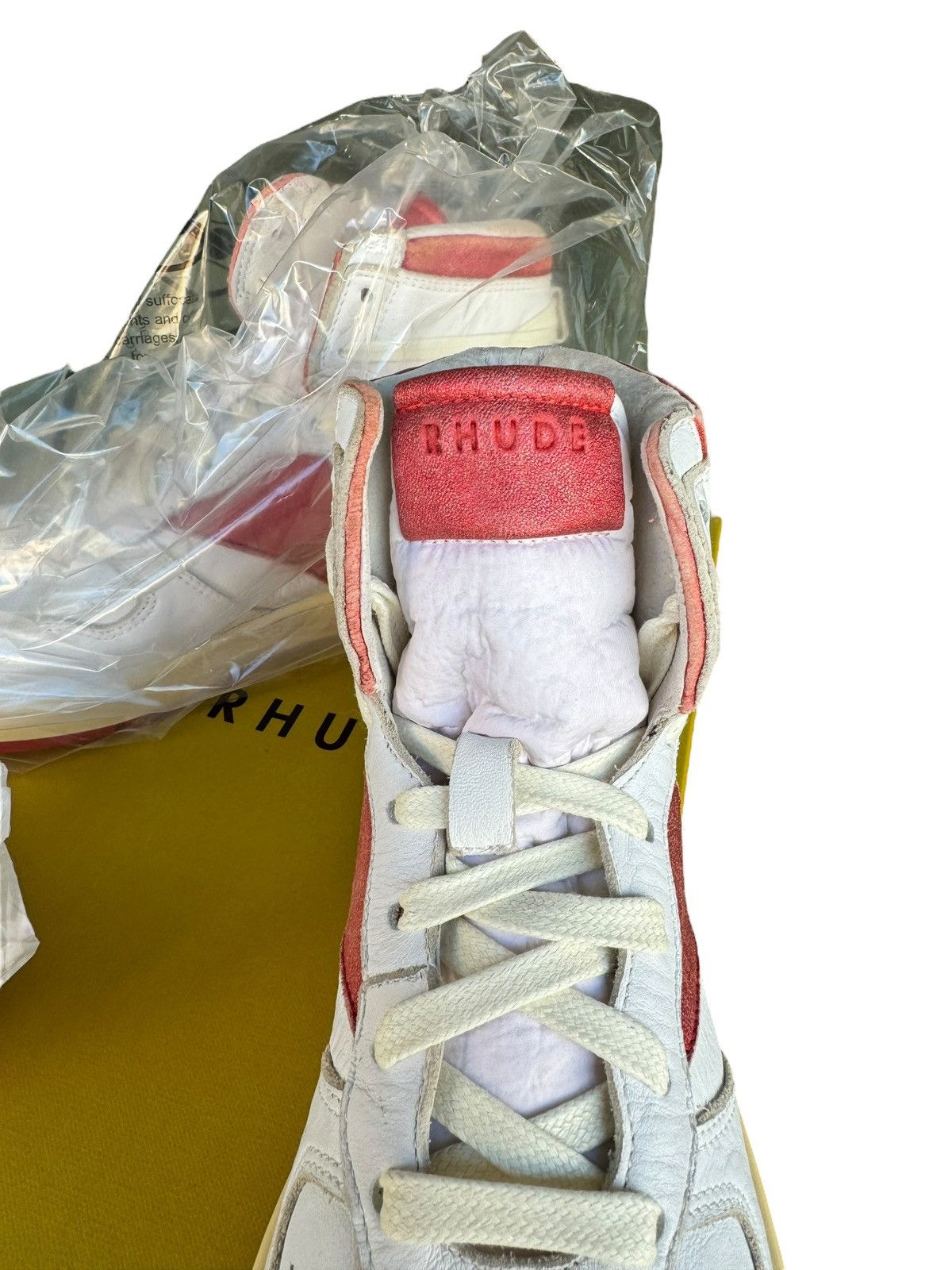 Rhude $750 Red BBall Rhecess Vintage Distressed Hi Sneaker Leather Size US 7 / EU 40 - 12 Thumbnail