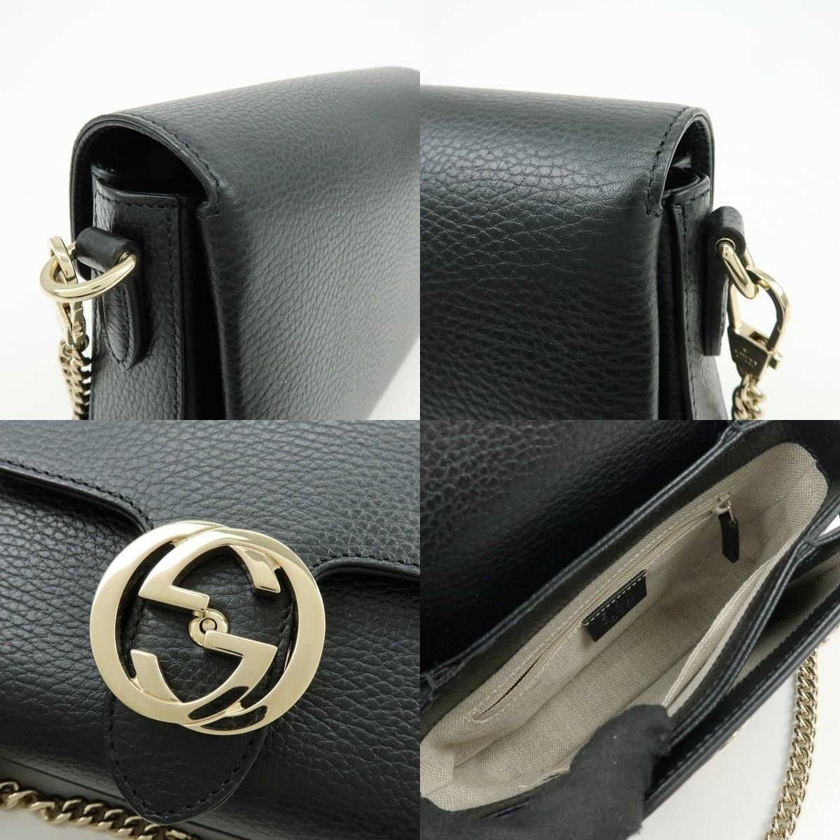 Gucci Gucci Interlocking G Flap Bag Calfskin Shoulder Black Size ONE SIZE - 6 Thumbnail
