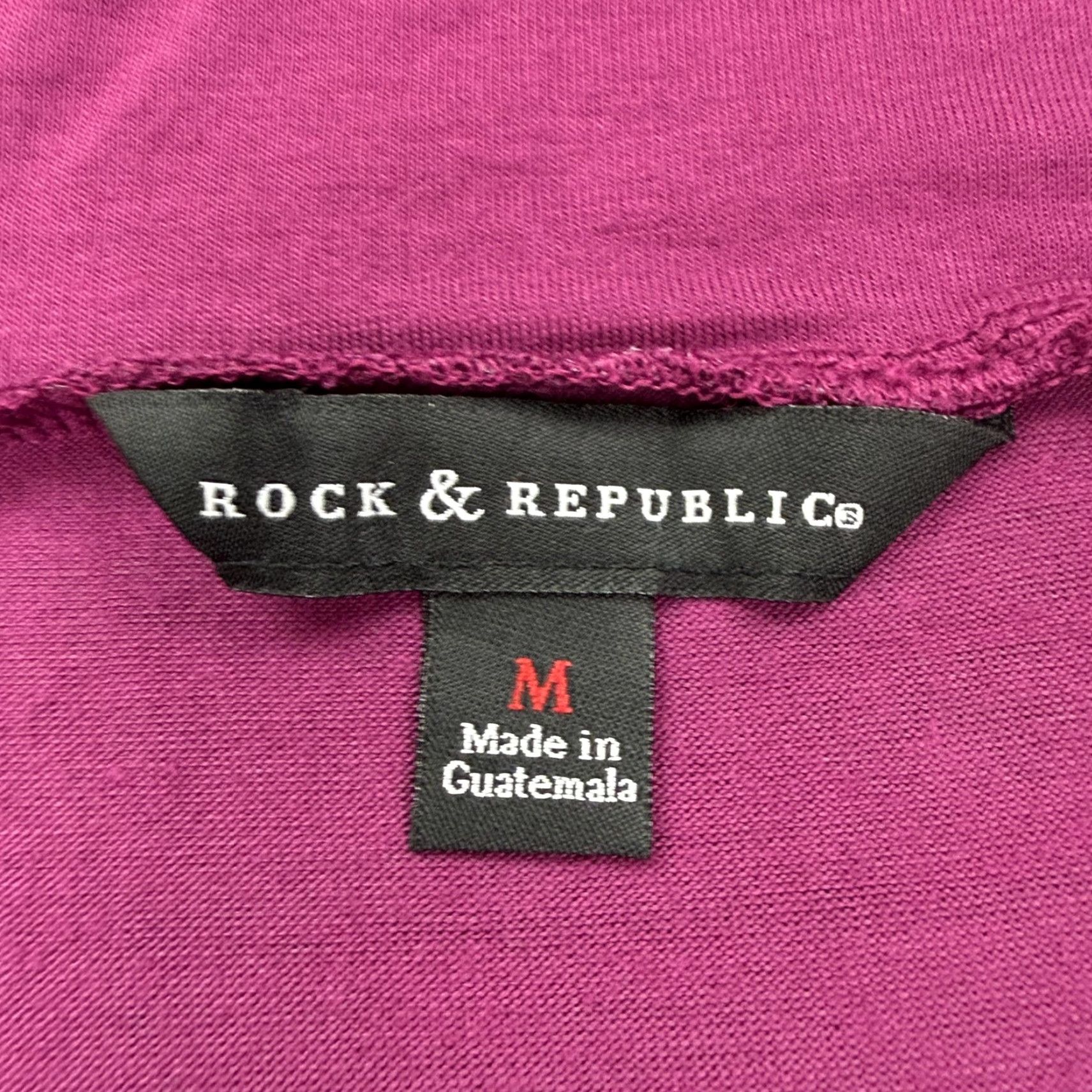 Vintage Rock & Republic Shirt Womens Medium Purple Off Shoulder Lattice Cutout Size M / US 6-8 / IT 42-44 - 3 Thumbnail